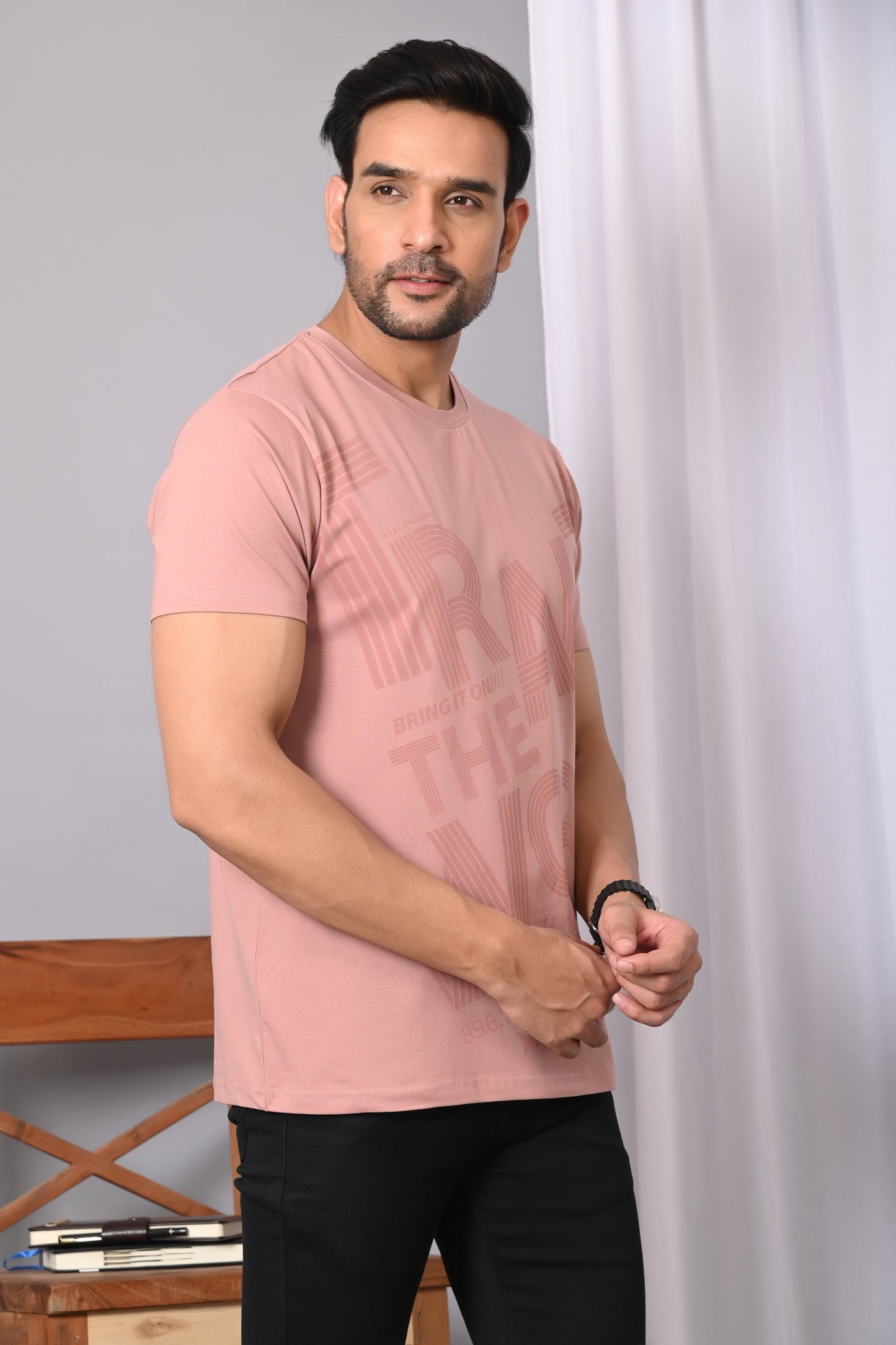 Arbour Men Round Neck Cotton Blend T-Shirt