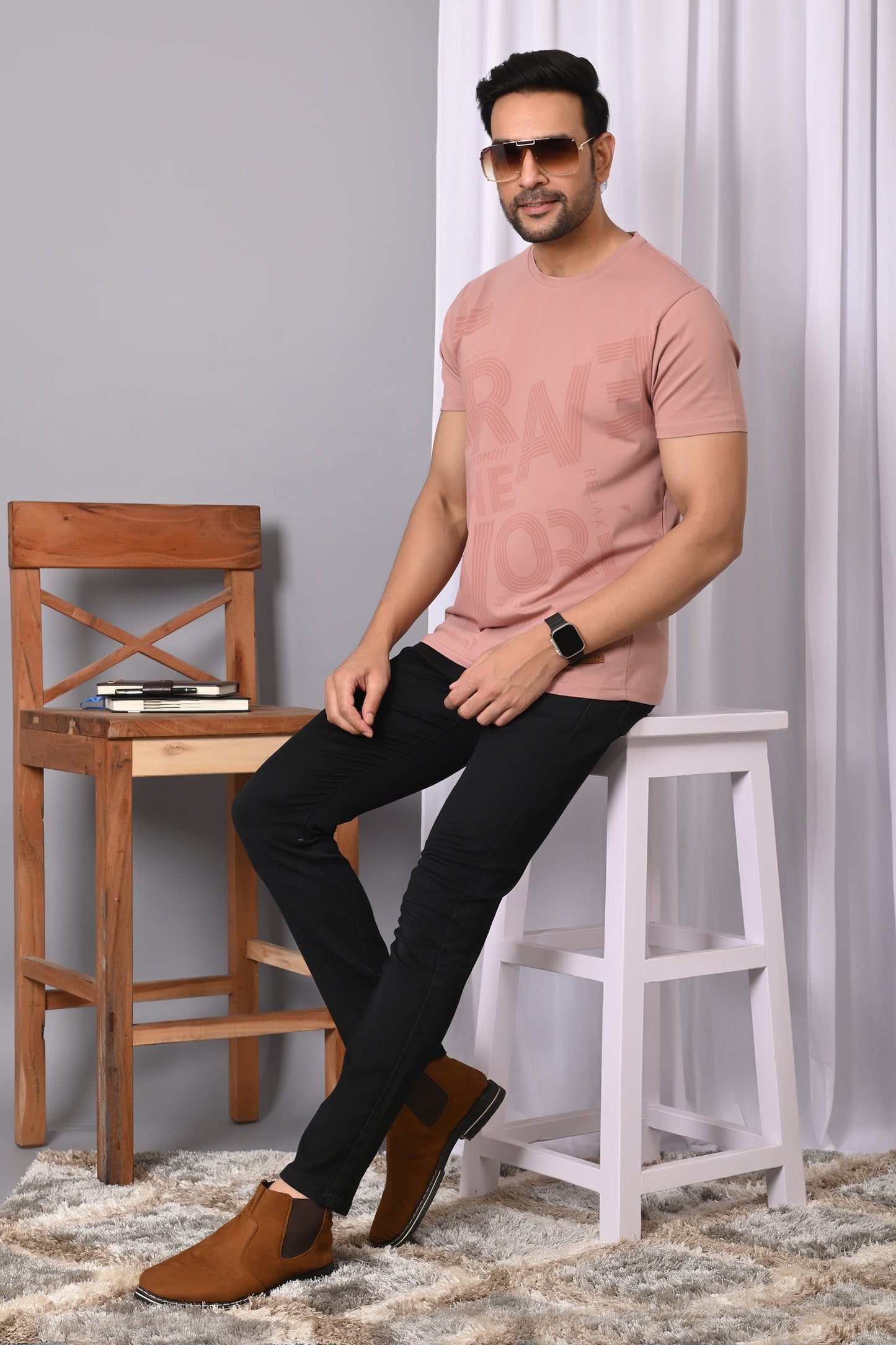 Arbour Men Round Neck Cotton Blend T-Shirt