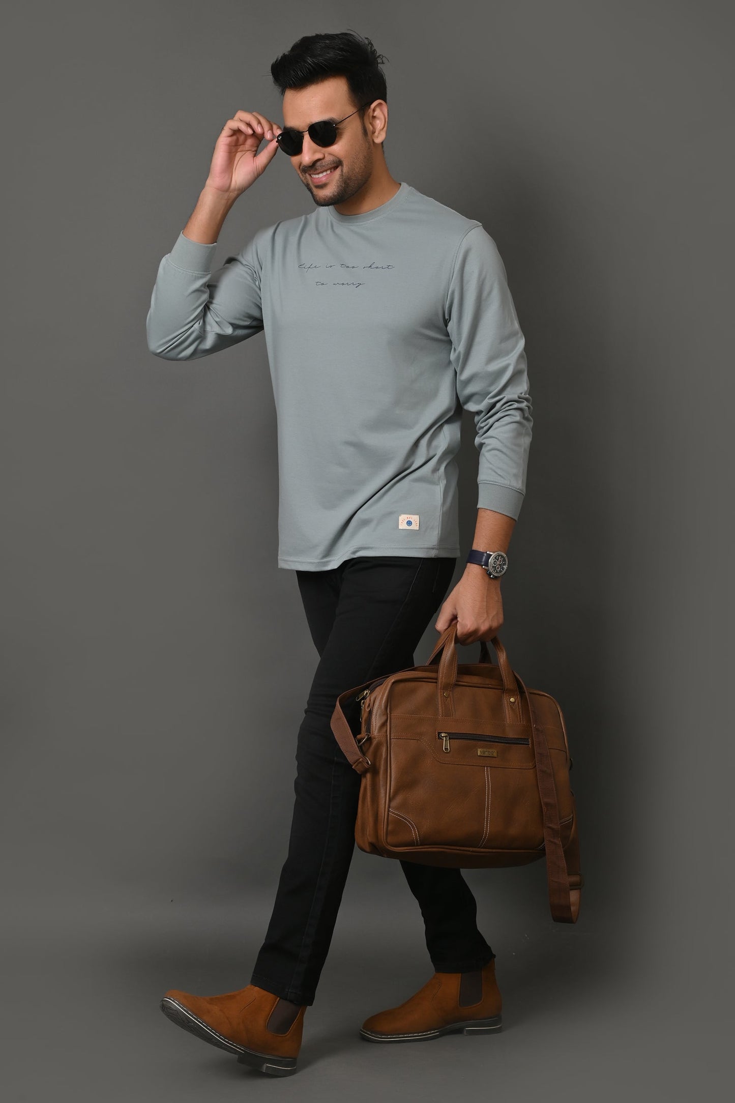 Arbour Men Printed Round Neck Cotton Blend T-Shirt