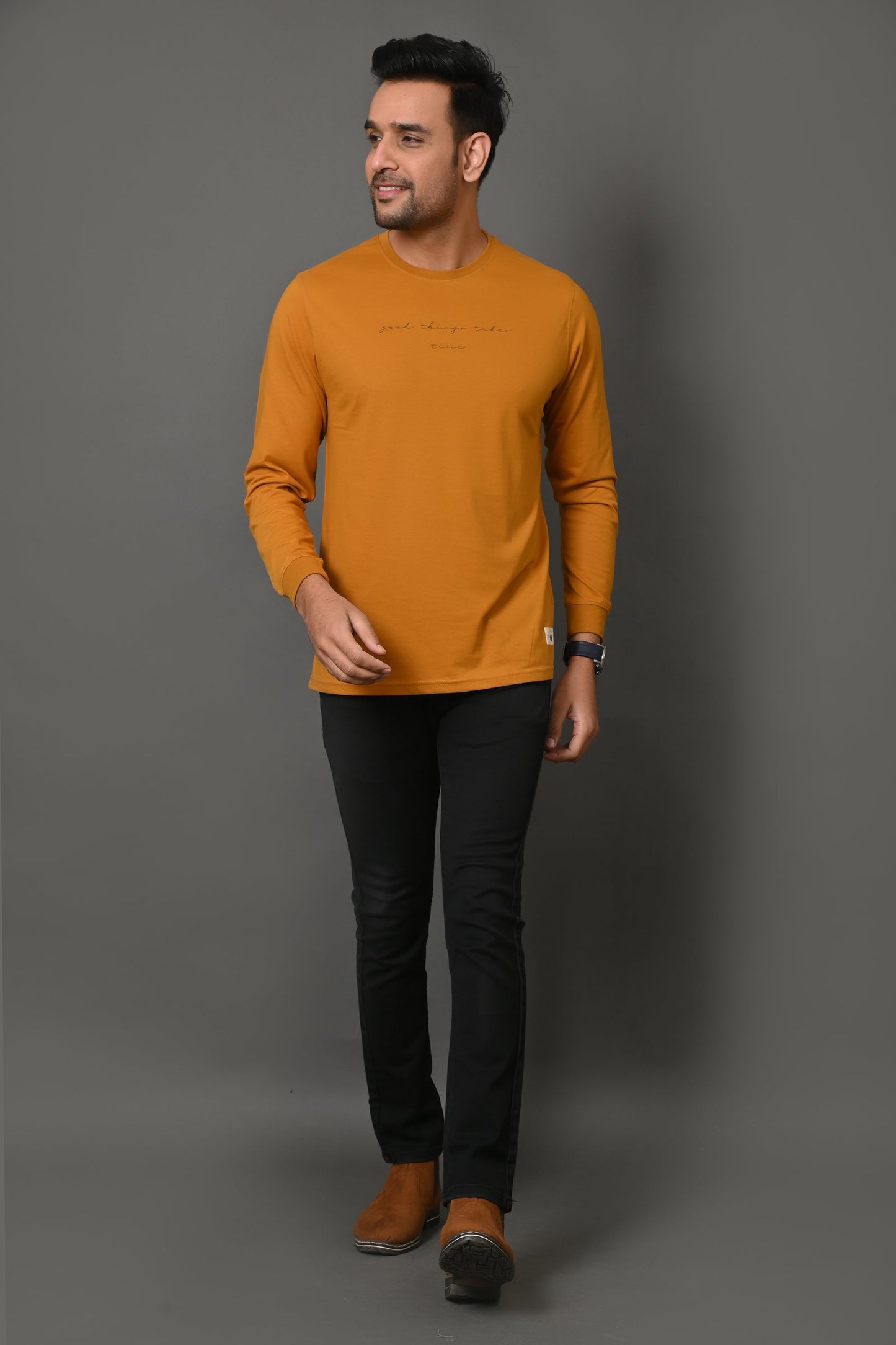 Arbour Men Printed Round Neck Cotton Blend T-Shirt