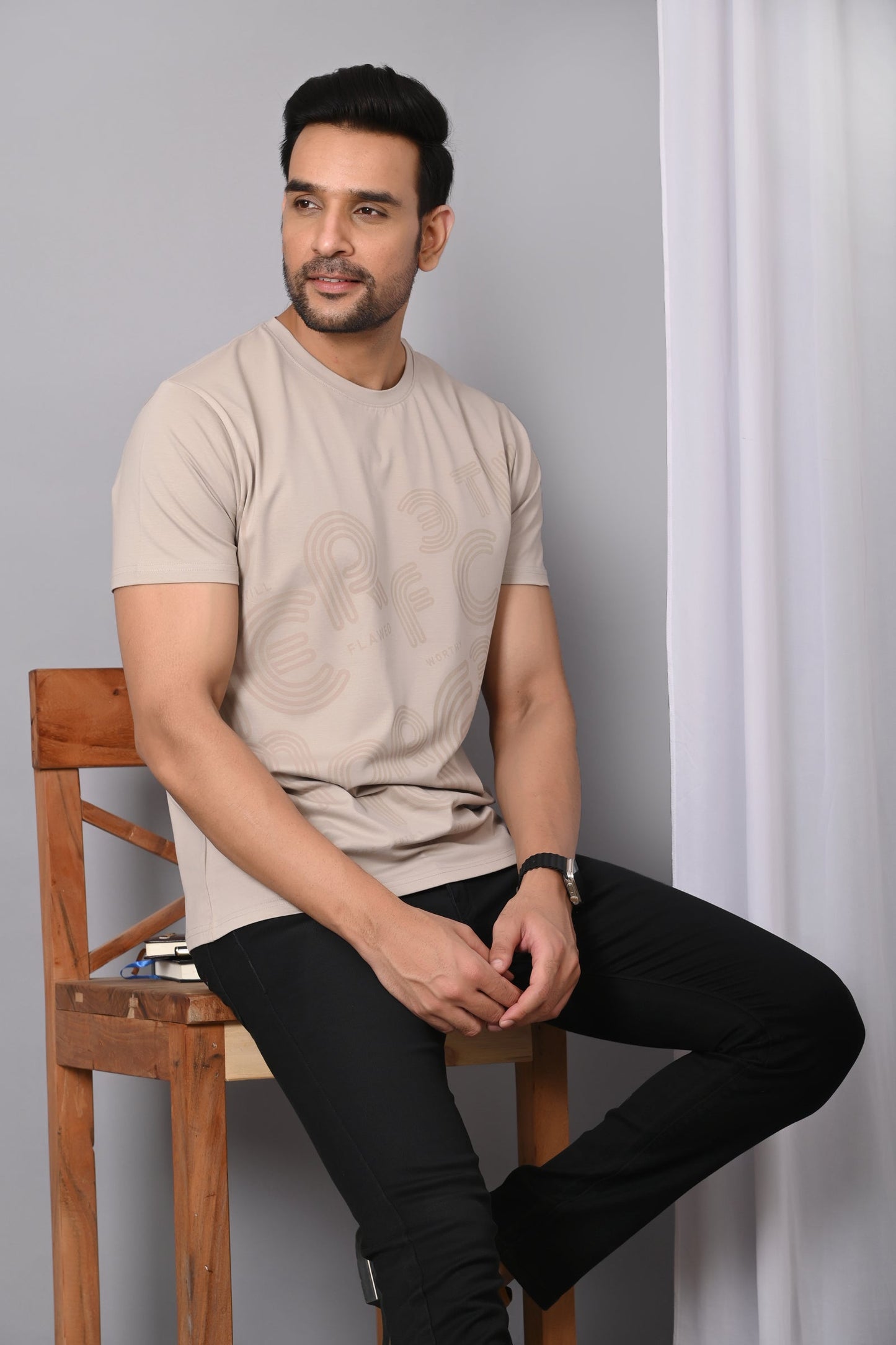 Arbour Men Round Neck Cotton Blend T-Shirt
