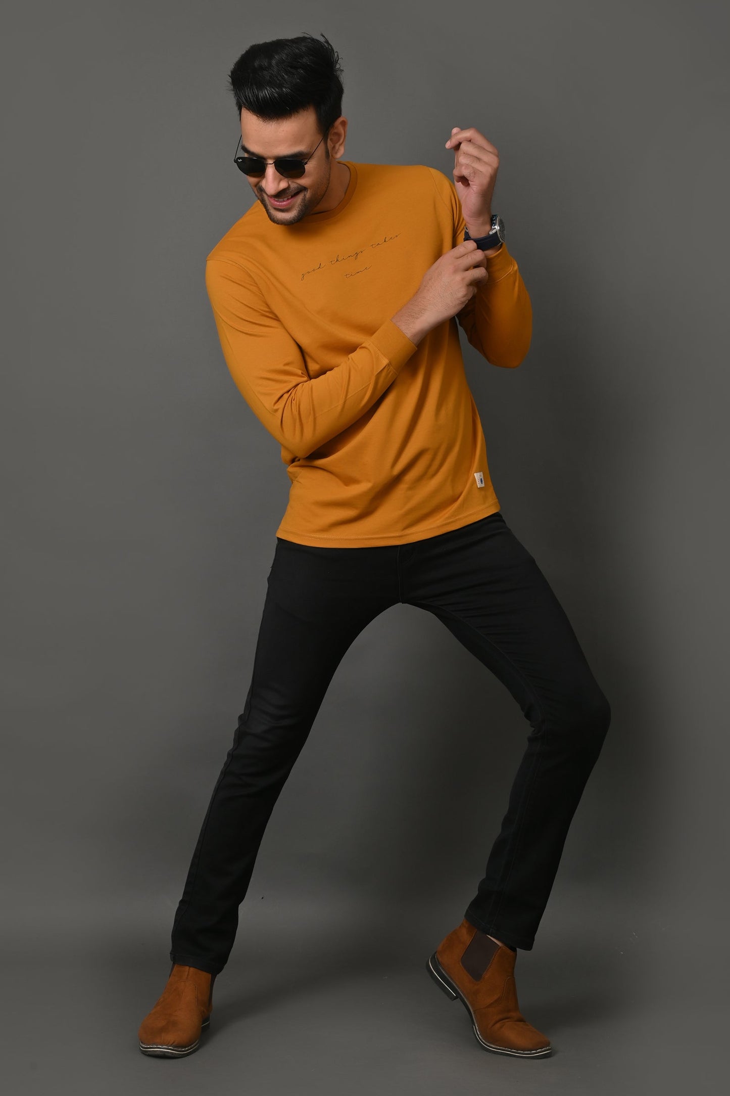 Arbour Men Printed Round Neck Cotton Blend T-Shirt