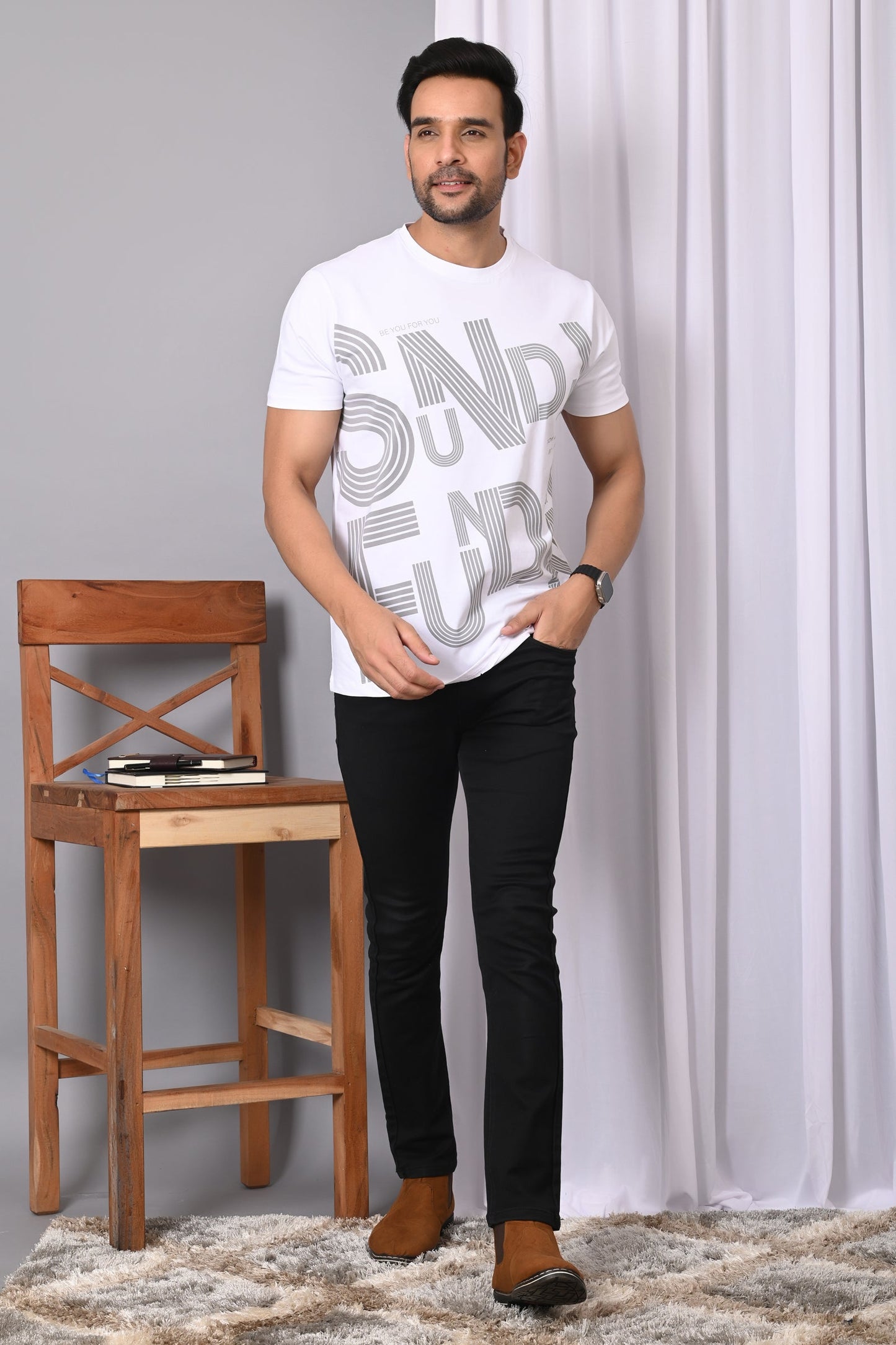 Arbour Men Round Neck Cotton Blend T-Shirt