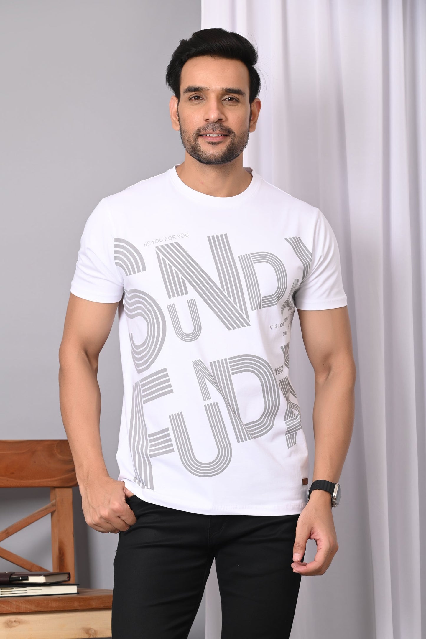 Arbour Men Round Neck Cotton Blend T-Shirt