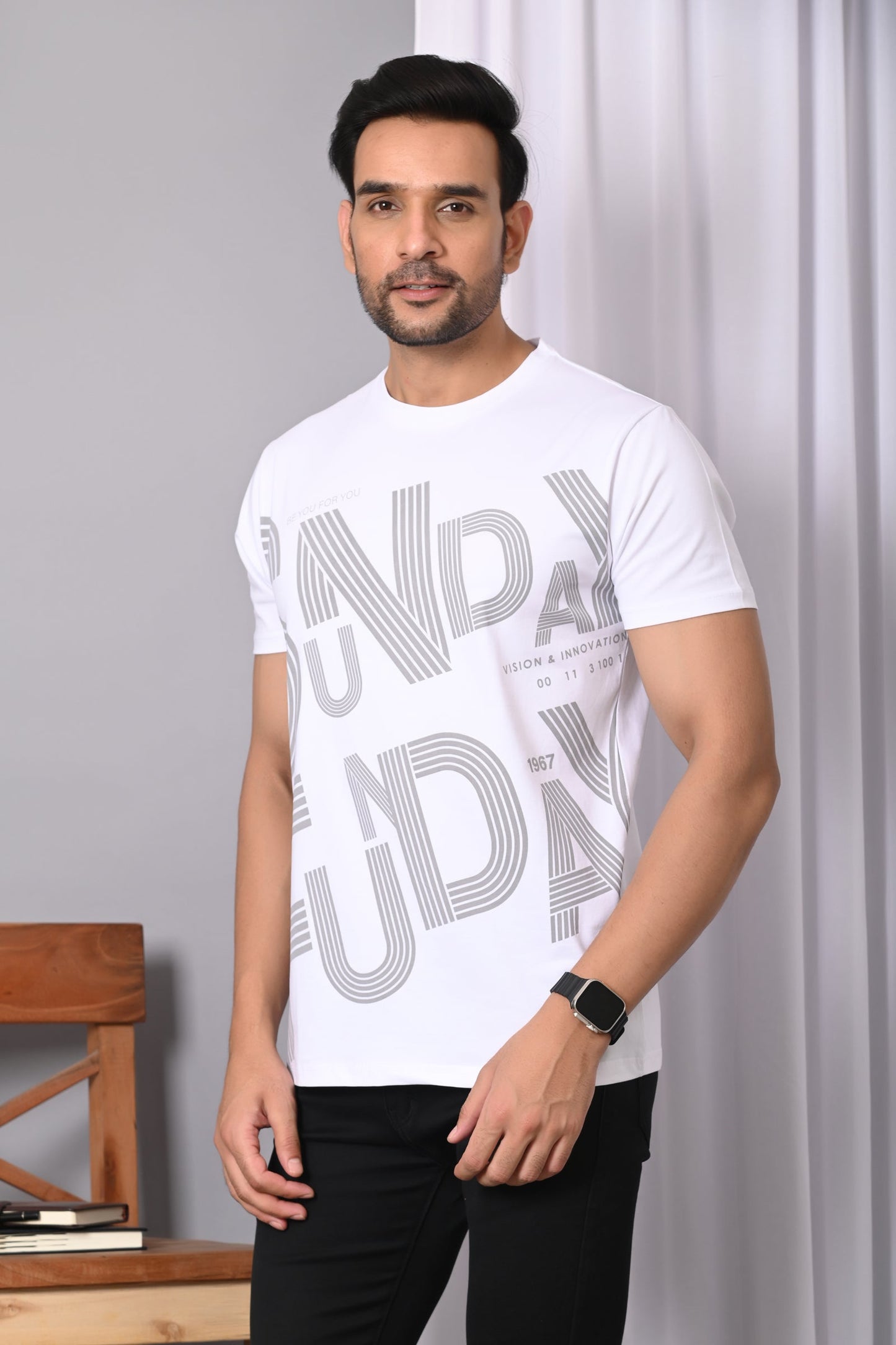Arbour Men Round Neck Cotton Blend T-Shirt