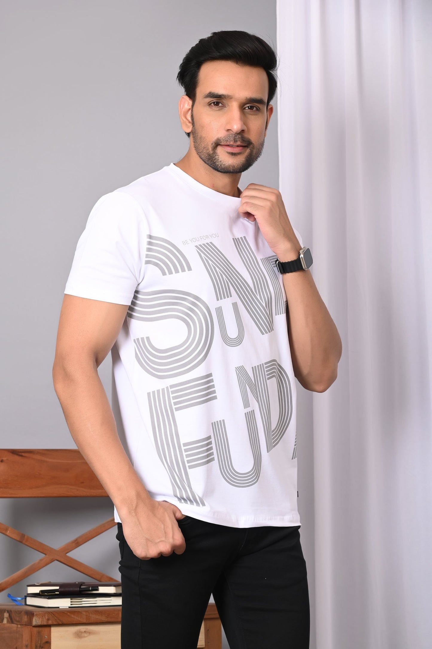 Arbour Men Round Neck Cotton Blend T-Shirt