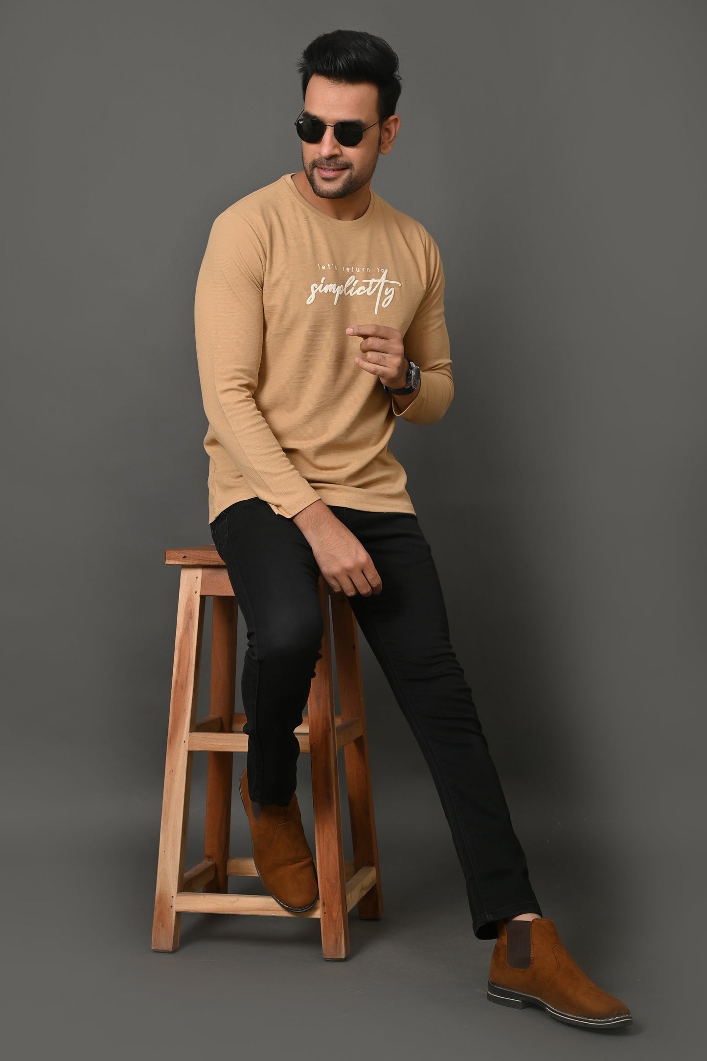 Arbour Men Round Neck Printed Full Sleeves T-Shirt