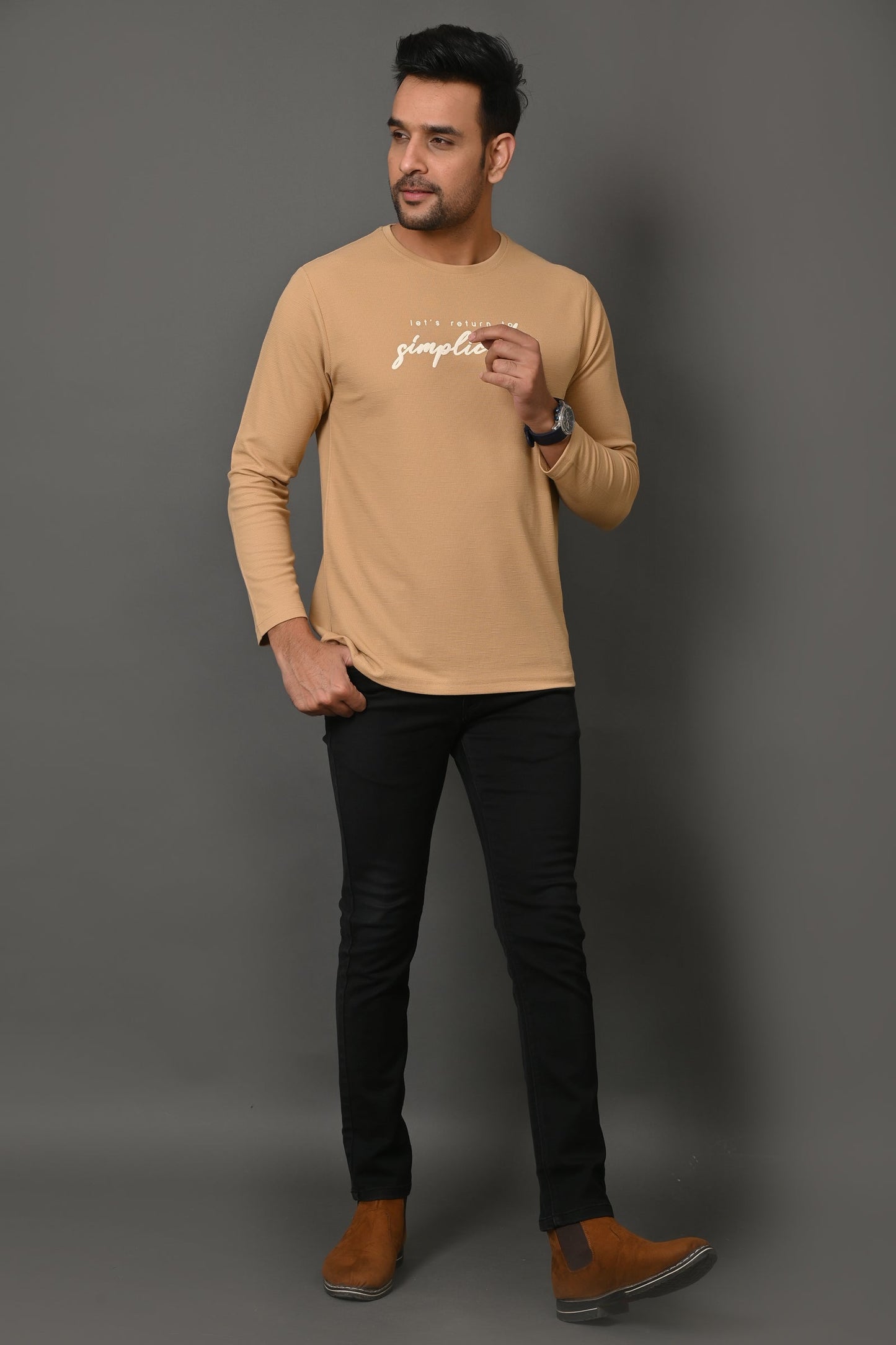 Arbour Men Round Neck Printed Full Sleeves T-Shirt