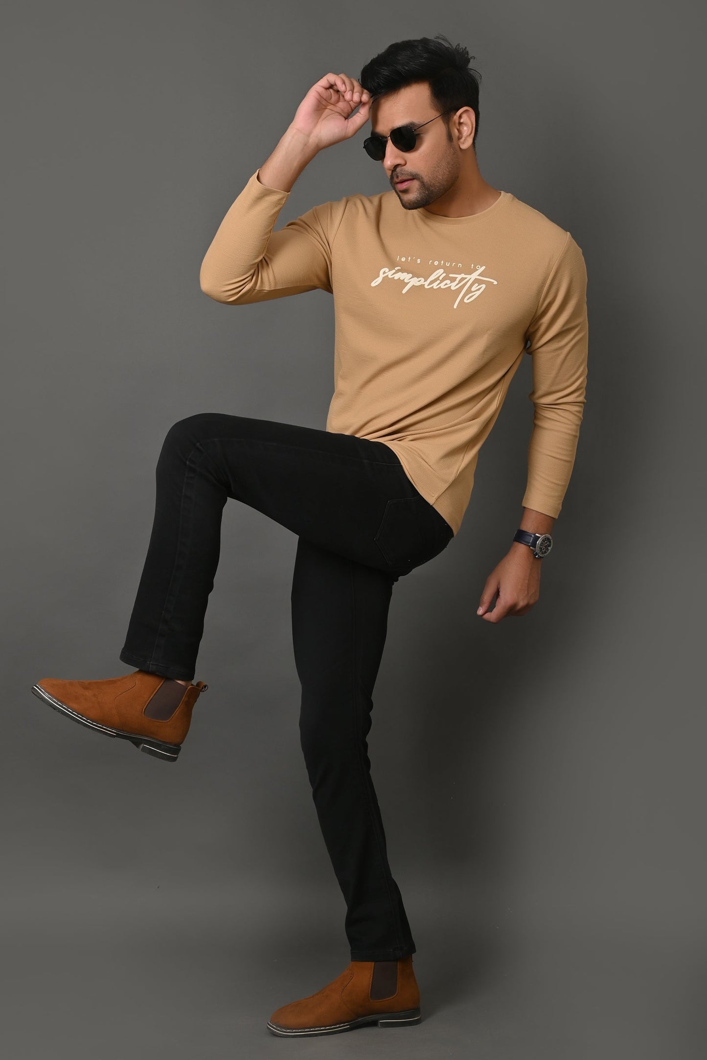 Arbour Men Round Neck Printed Full Sleeves T-Shirt