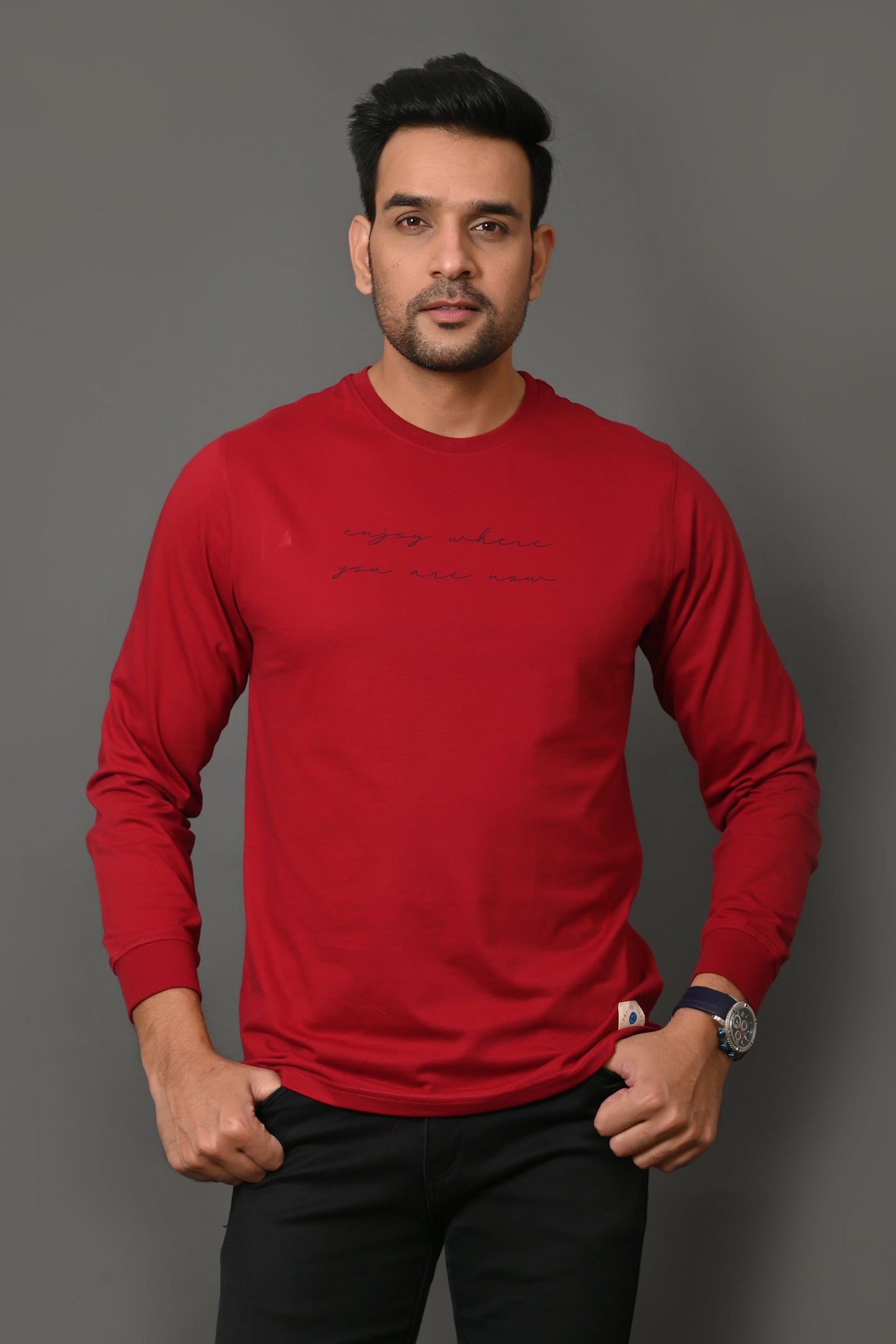 Arbour Men Printed Round Neck Cotton Blend T-Shirt