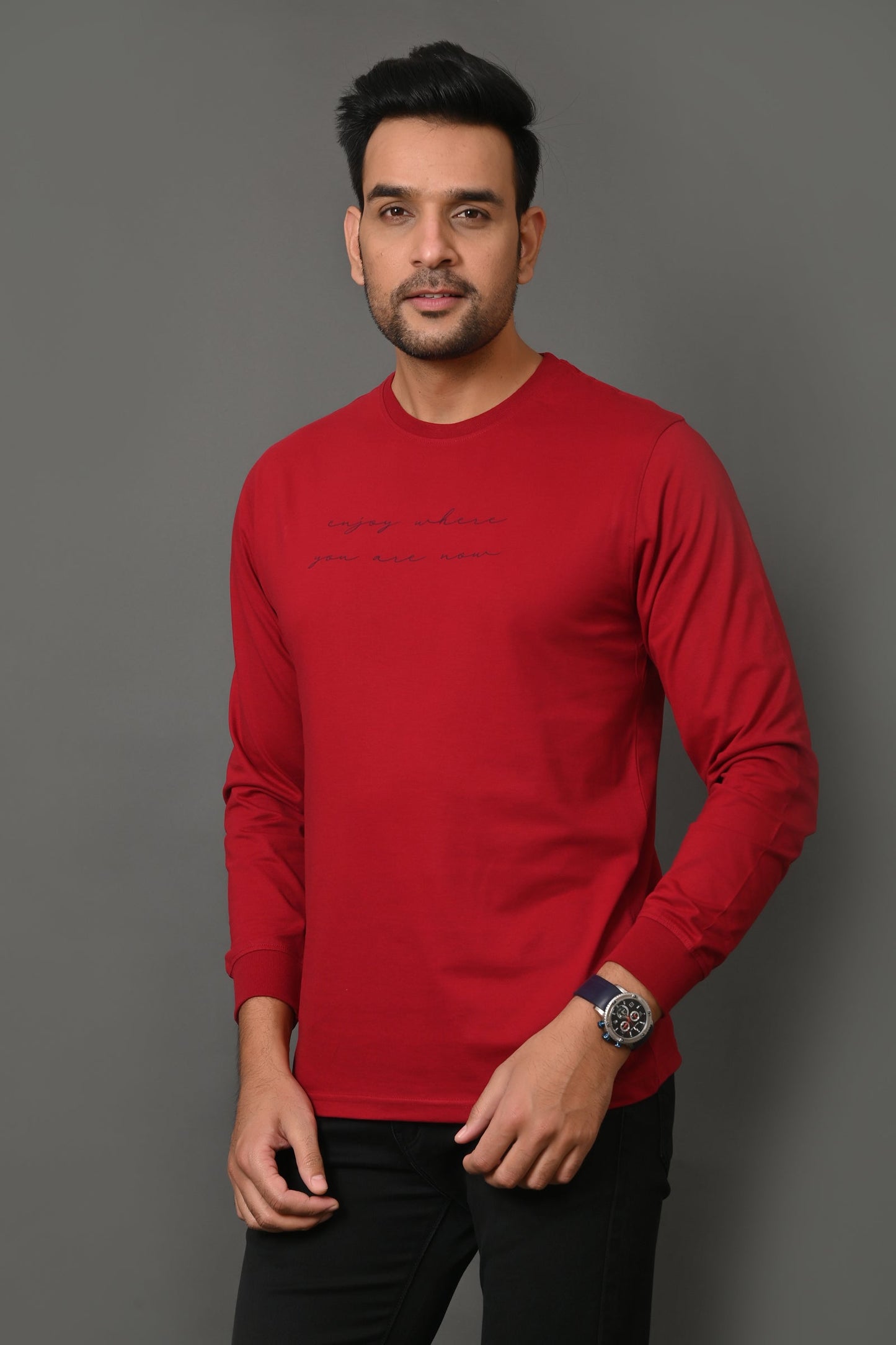 Arbour Men Printed Round Neck Cotton Blend T-Shirt