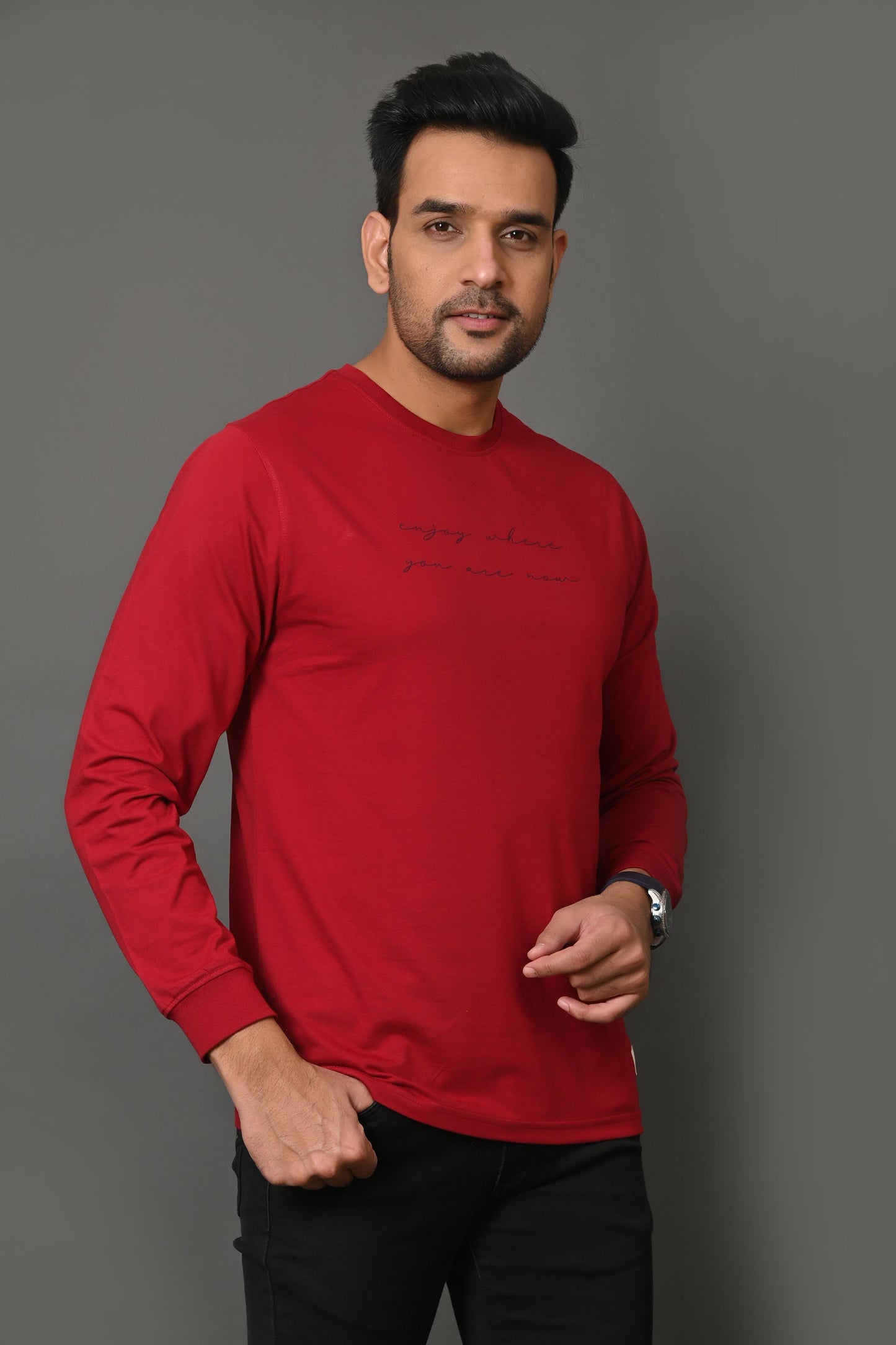 Arbour Men Printed Round Neck Cotton Blend T-Shirt