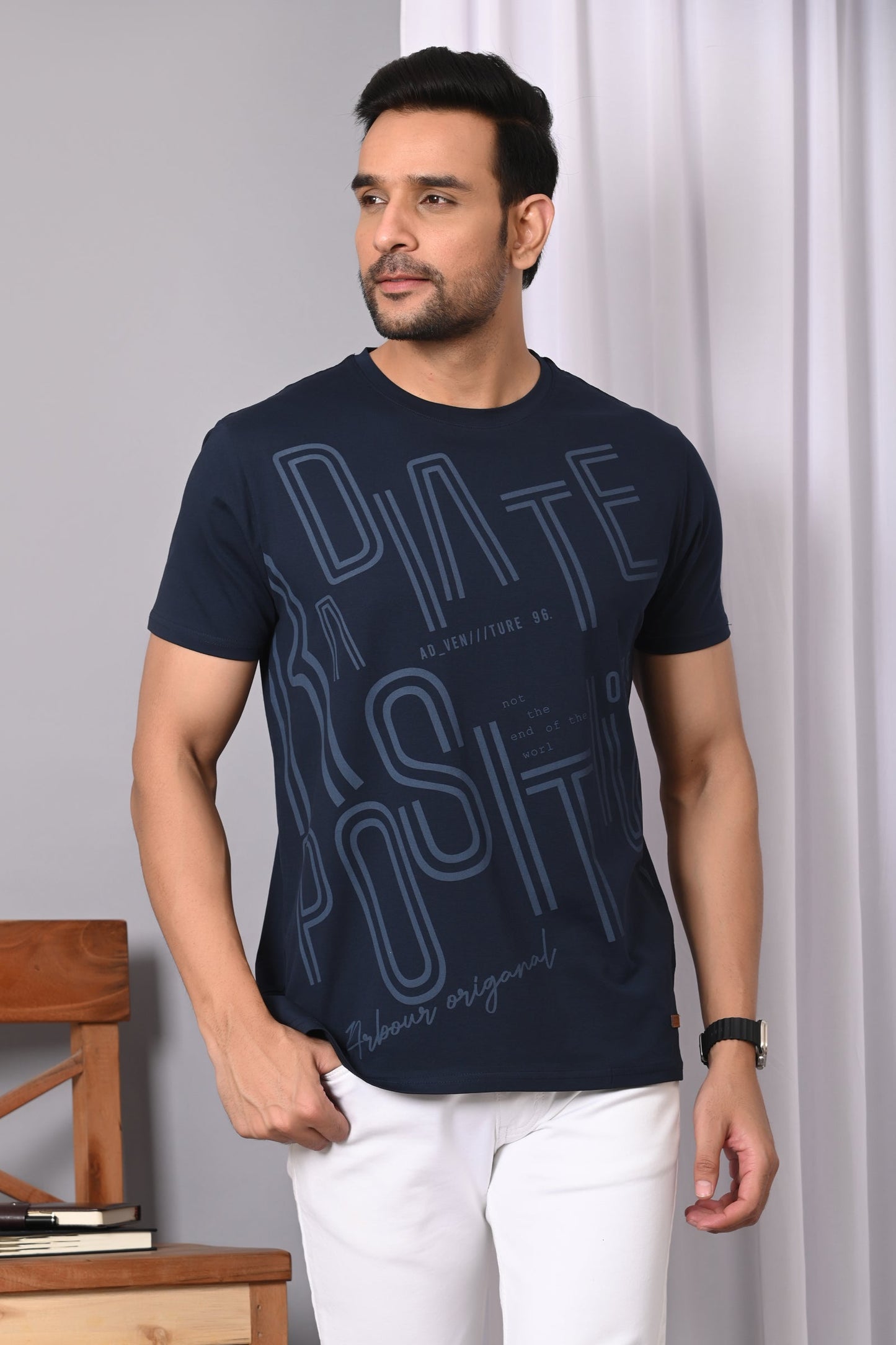 Arbour Men Round Neck Cotton Blend T-Shirt