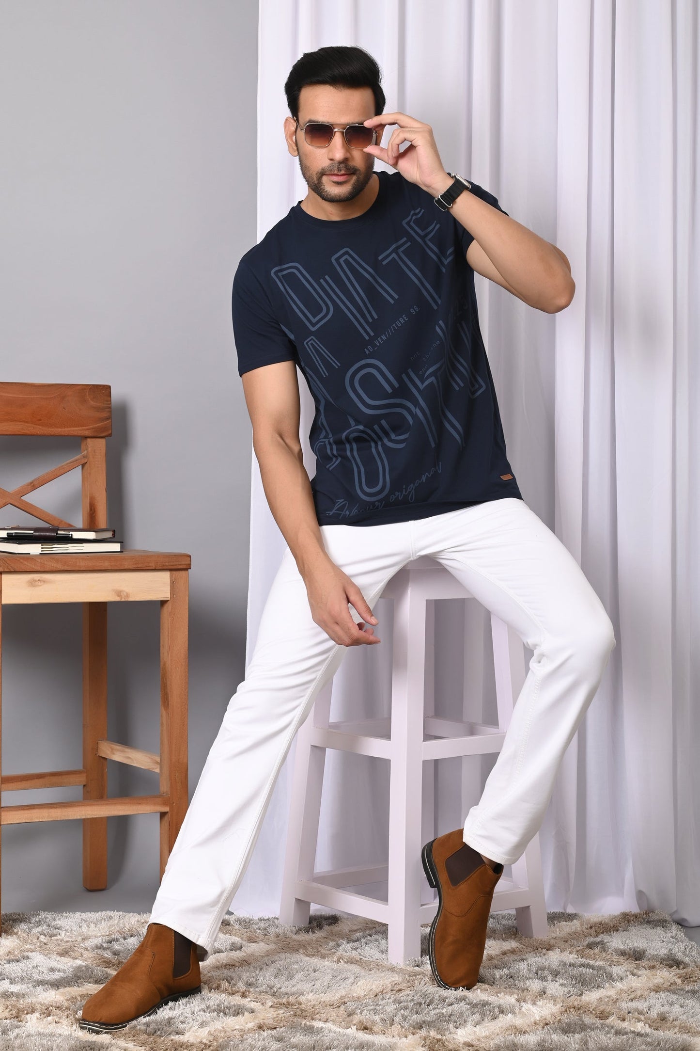 Arbour Men Round Neck Cotton Blend T-Shirt