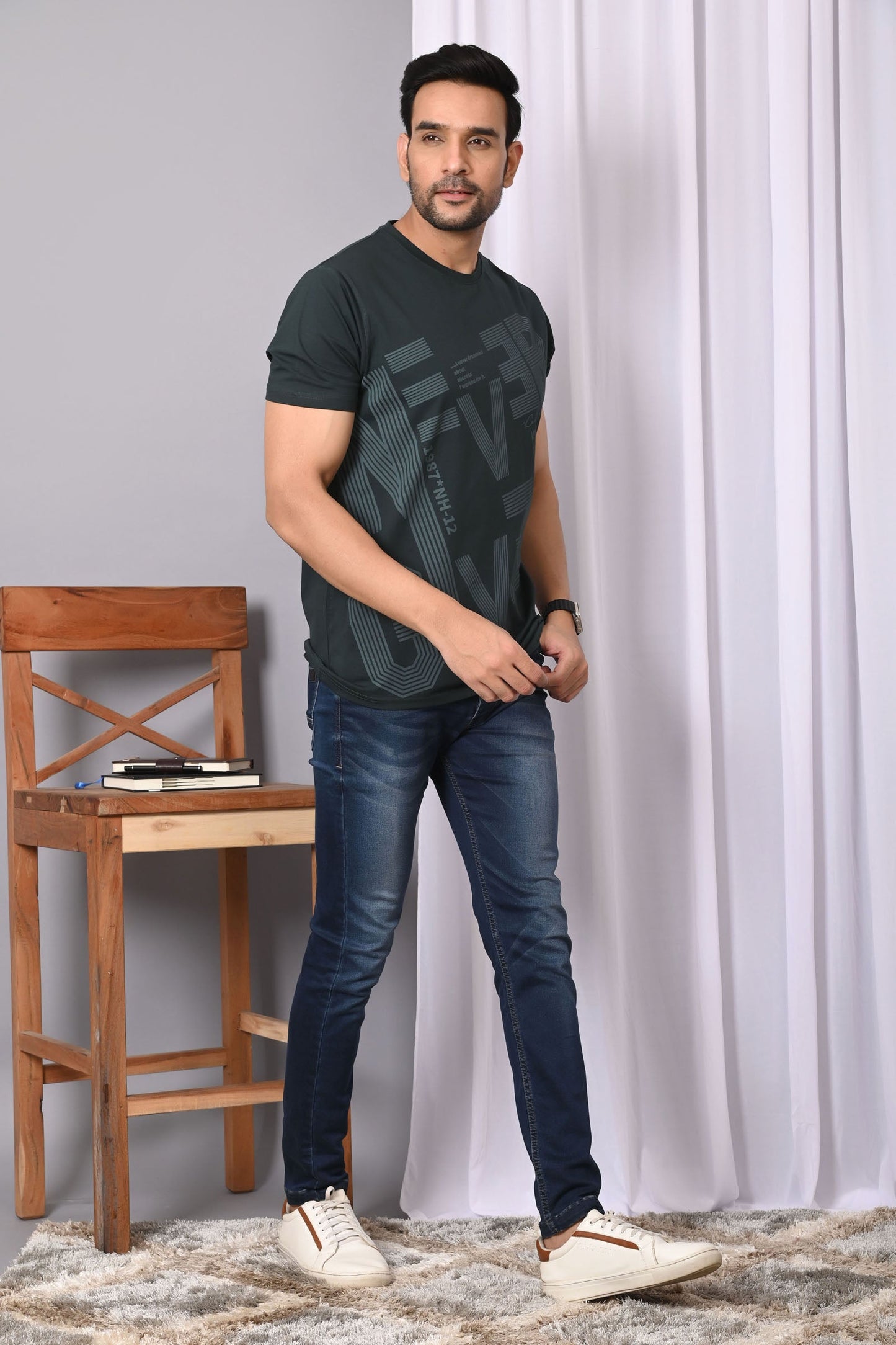 Arbour Men Round Neck Cotton Blend T-Shirt