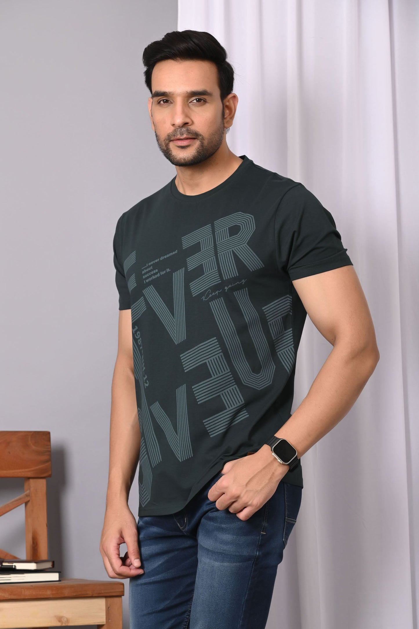 Arbour Men Round Neck Cotton Blend T-Shirt