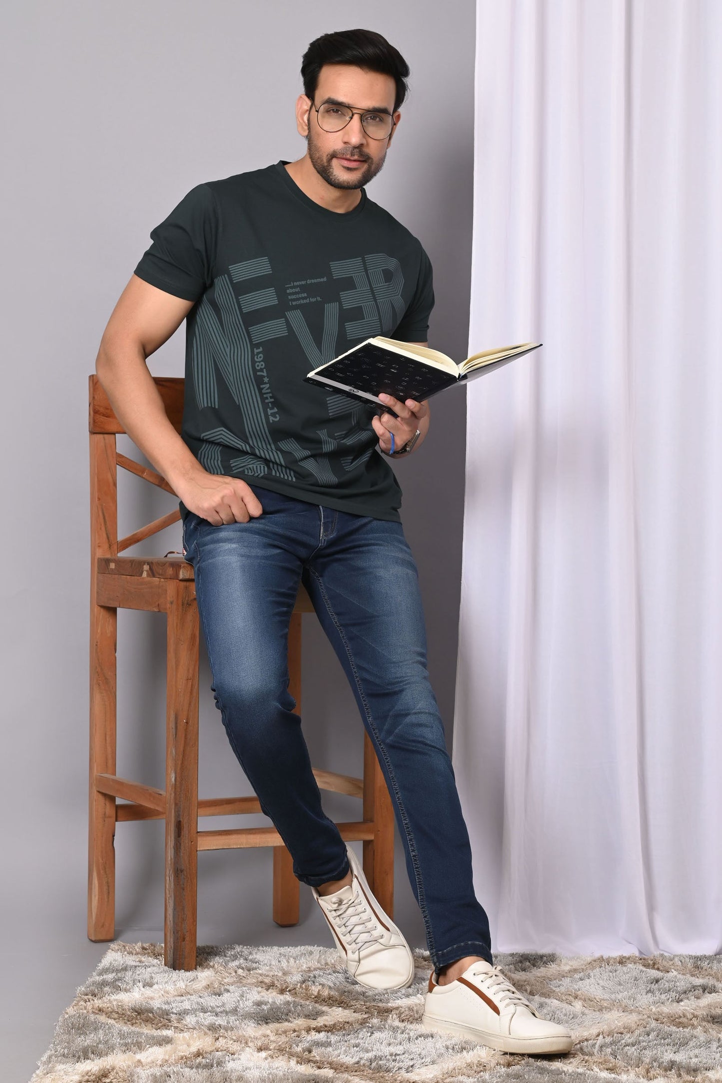Arbour Men Round Neck Cotton Blend T-Shirt