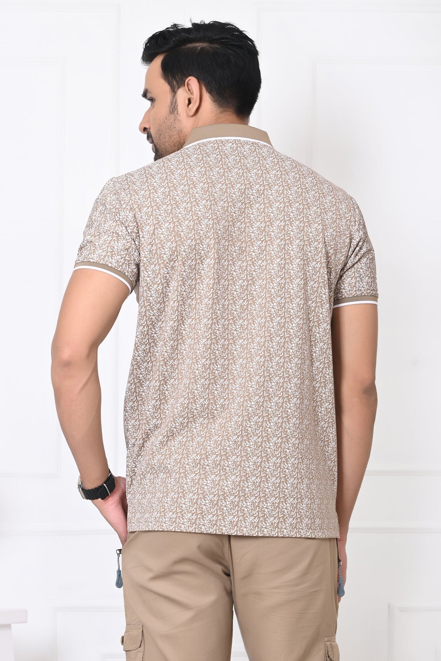 Arbour Men Polo Neck All Over Print Half Sleeves T-Shirt