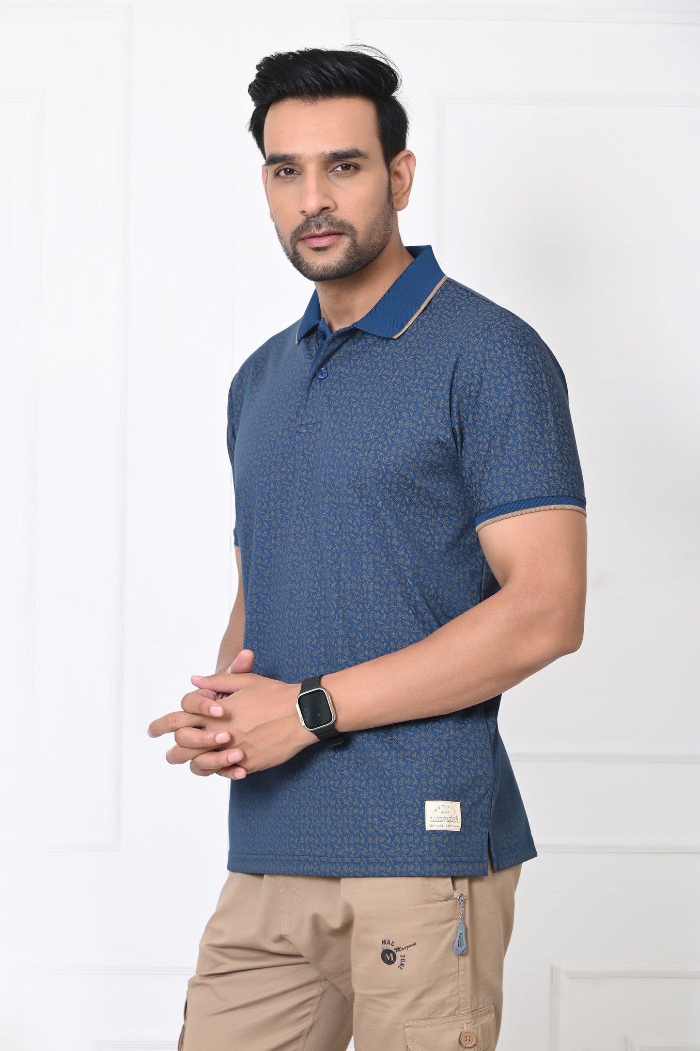 Arbour Men Polo Neck All Over Print Half Sleeves T-Shirt