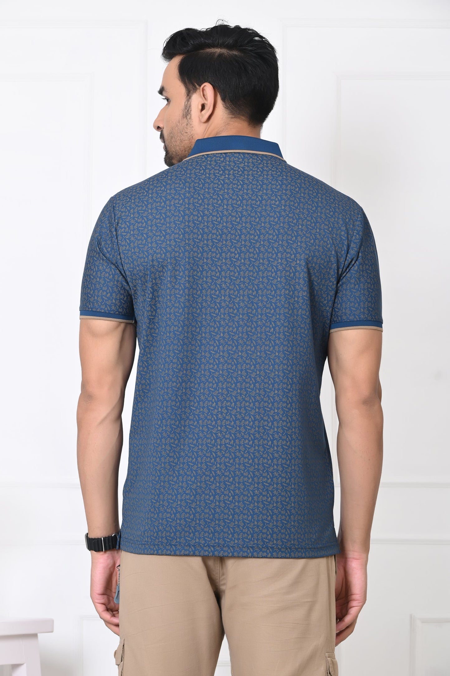 Arbour Men Polo Neck All Over Print Half Sleeves T-Shirt