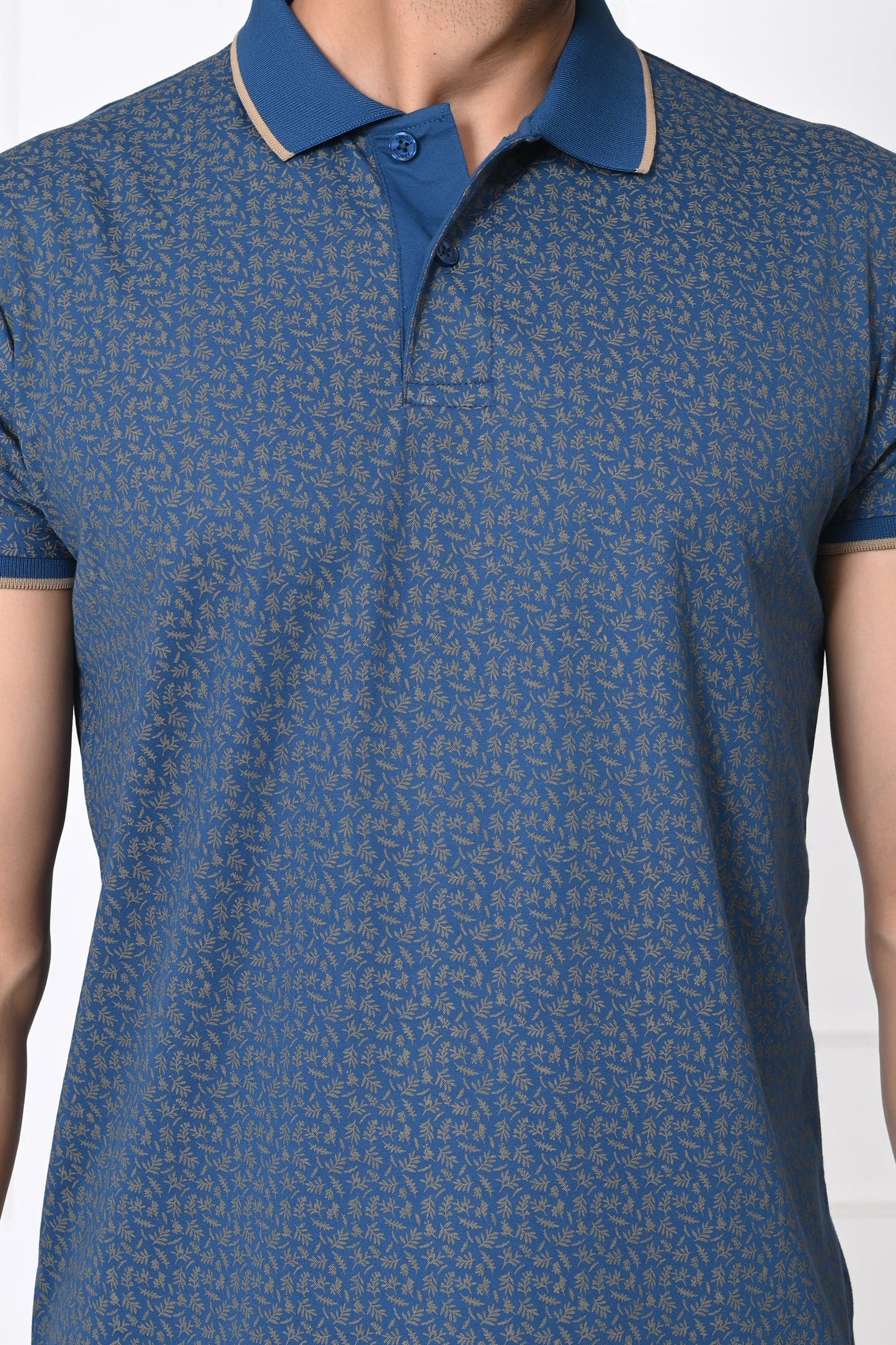 Arbour Men Polo Neck All Over Print Half Sleeves T-Shirt