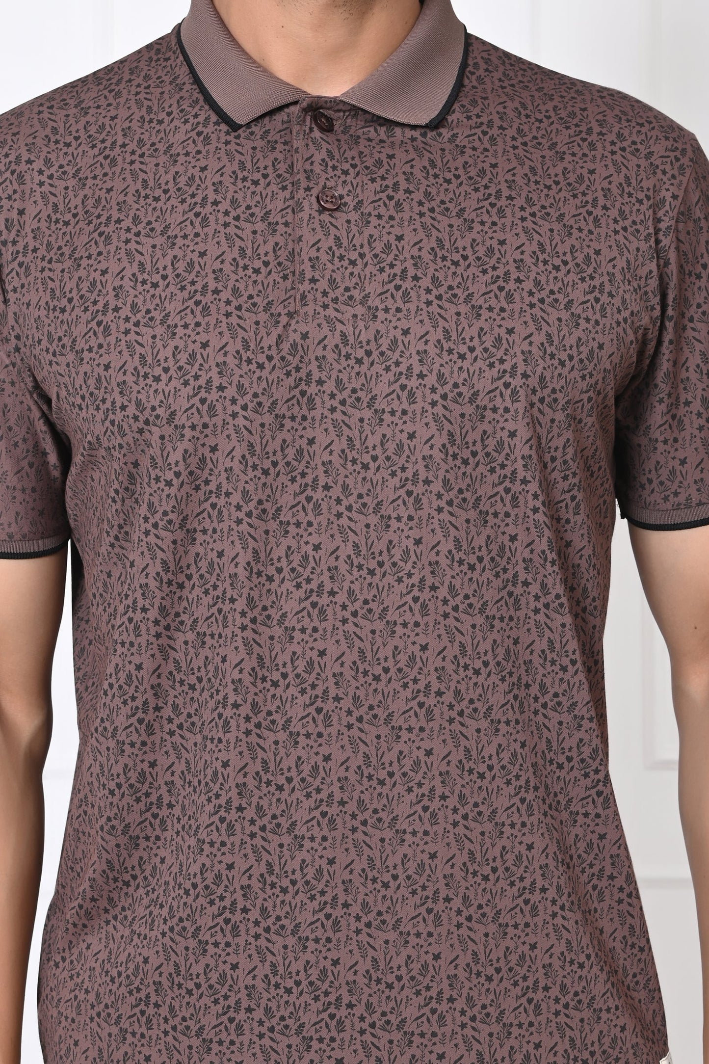 Arbour Men Polo Neck All Over Print Half Sleeves T-Shirt