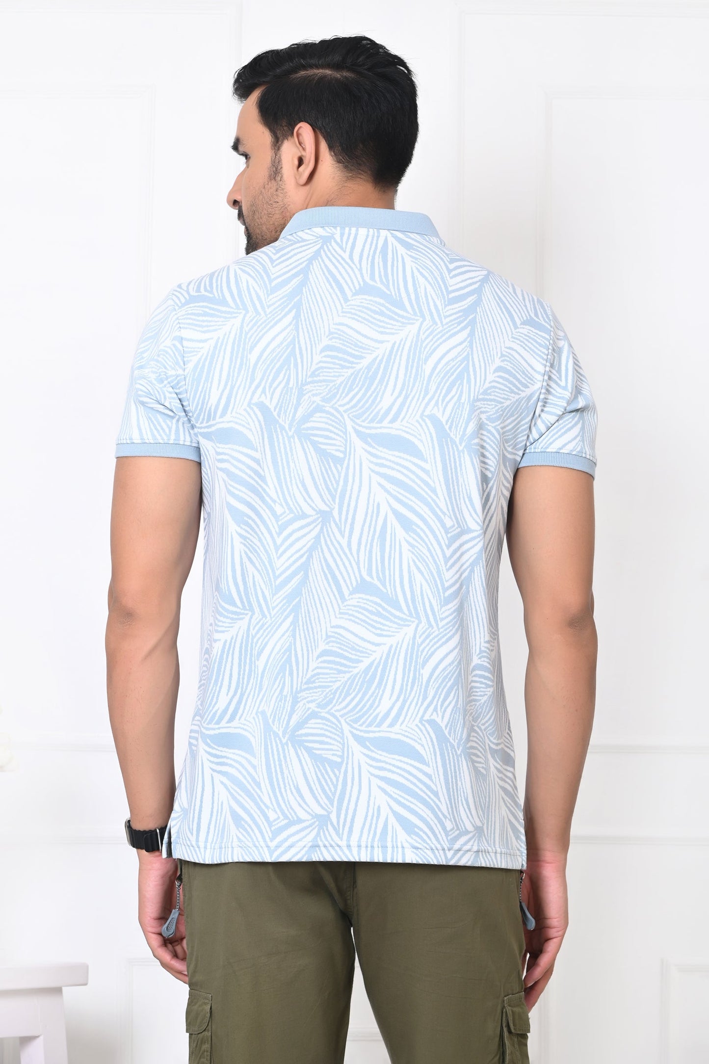 Arbour Men Polo Neck Casual Slim Fit All Over Print T-Shirt