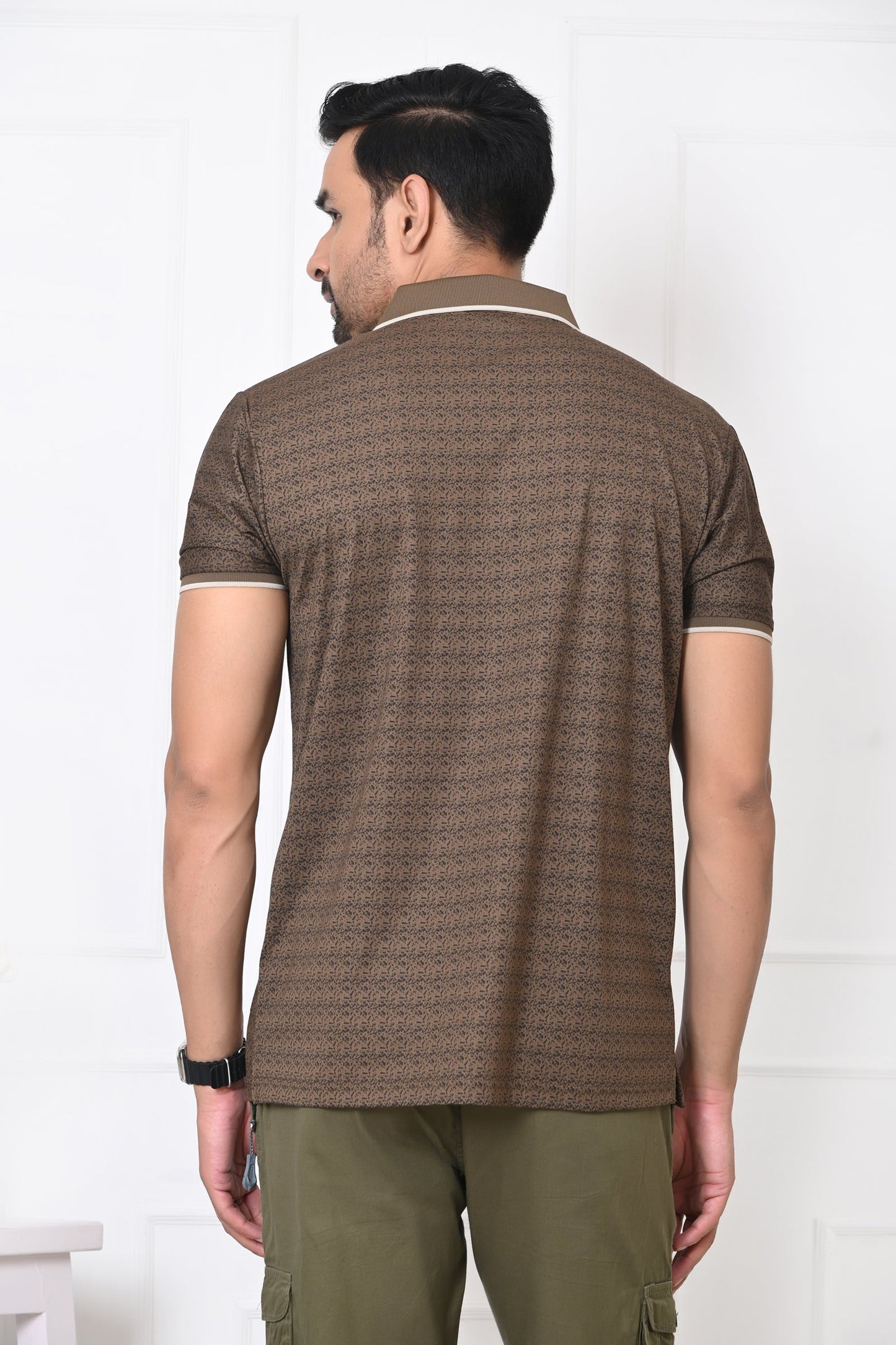 Arbour Men Polo Neck All Over Print Half Sleeves T-Shirt