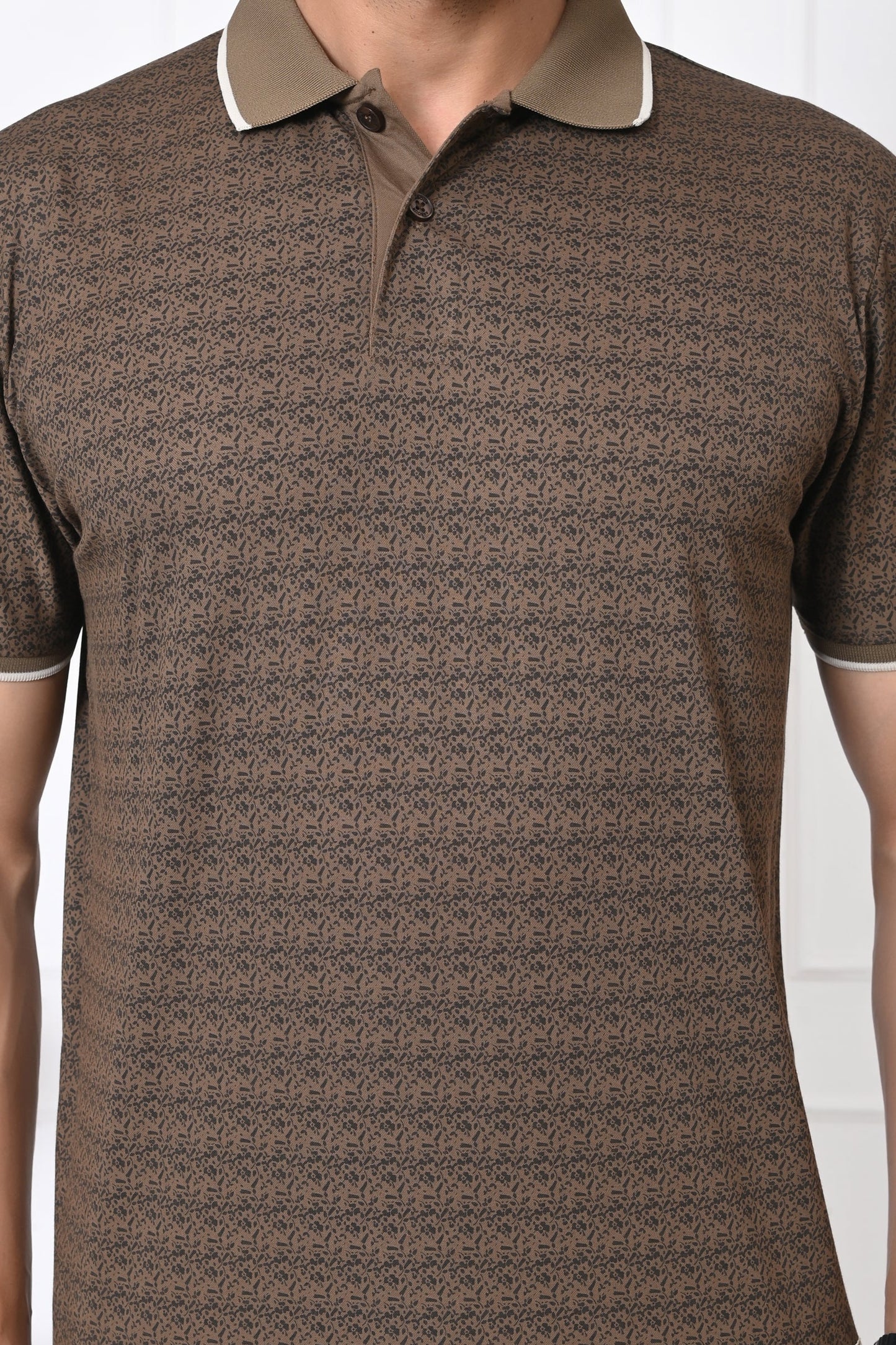 Arbour Men Polo Neck All Over Print Half Sleeves T-Shirt