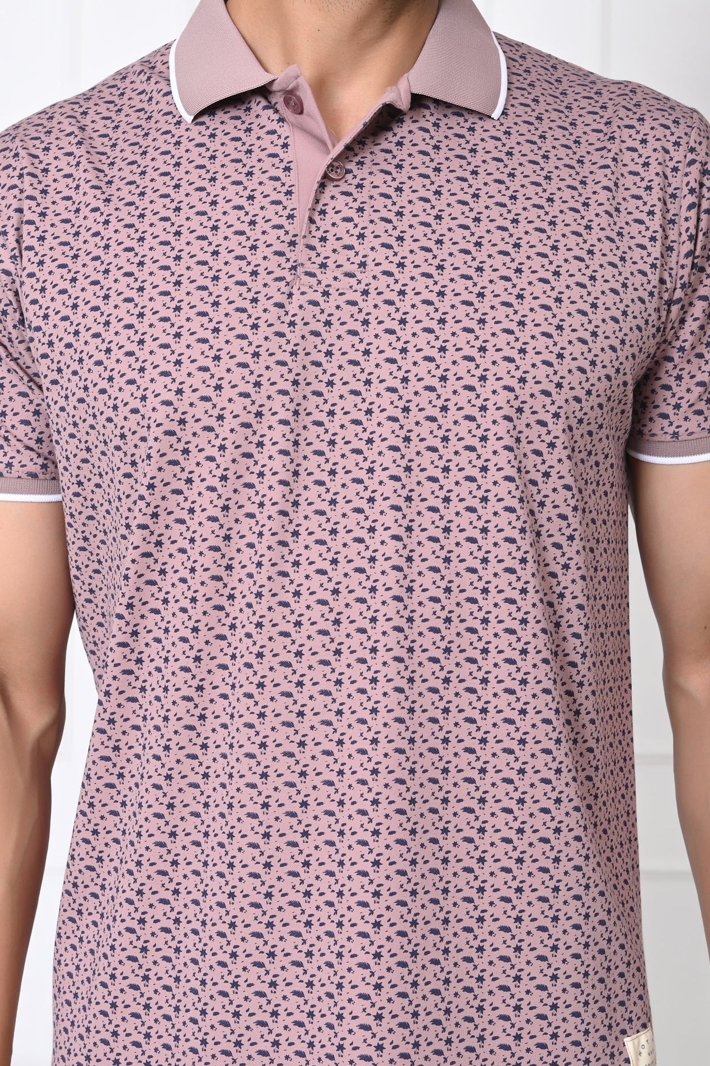 Arbour Men Polo Neck All Over Print Half Sleeves T-Shirt
