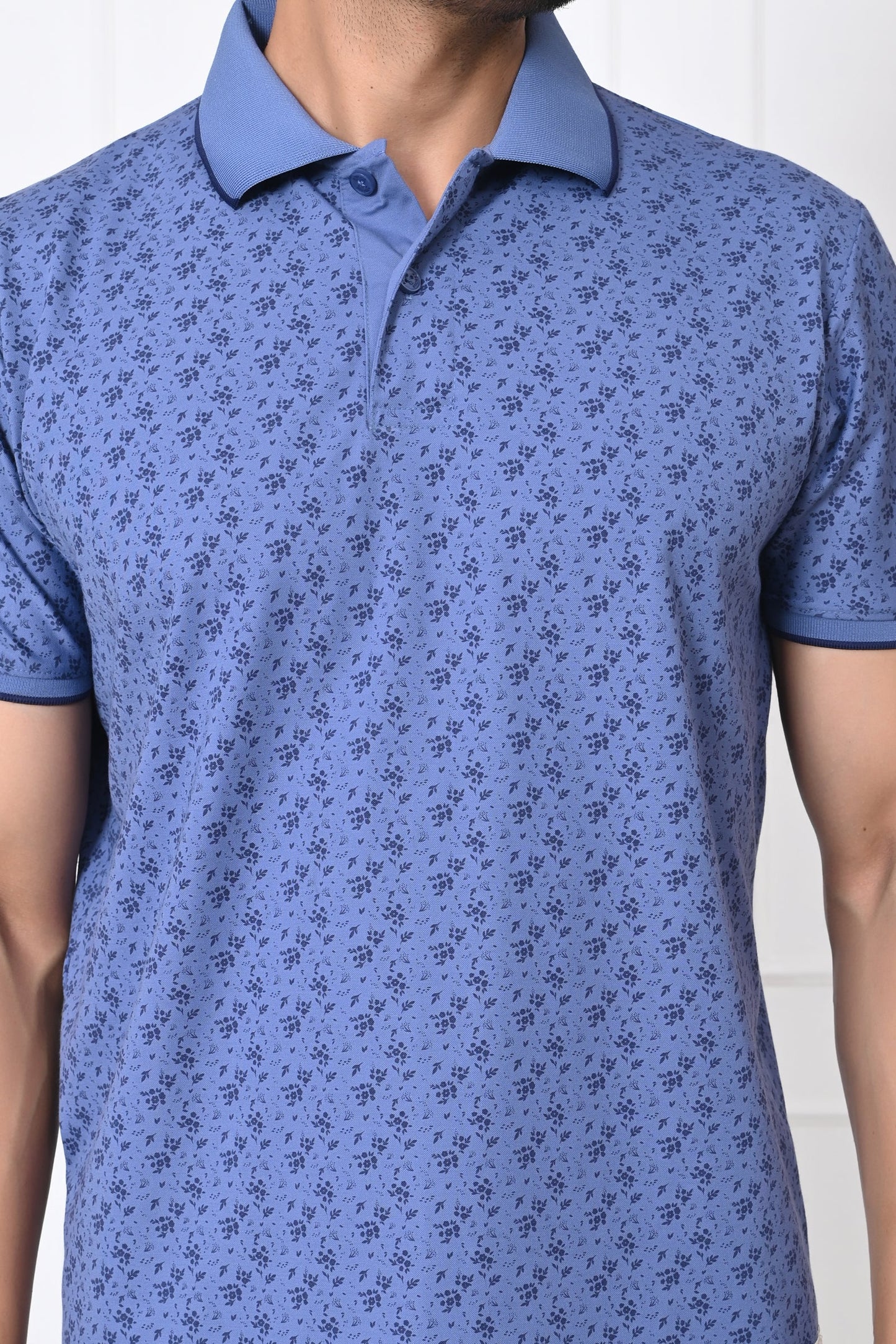 Arbour Men Polo Neck All Over Print Half Sleeves T-Shirt