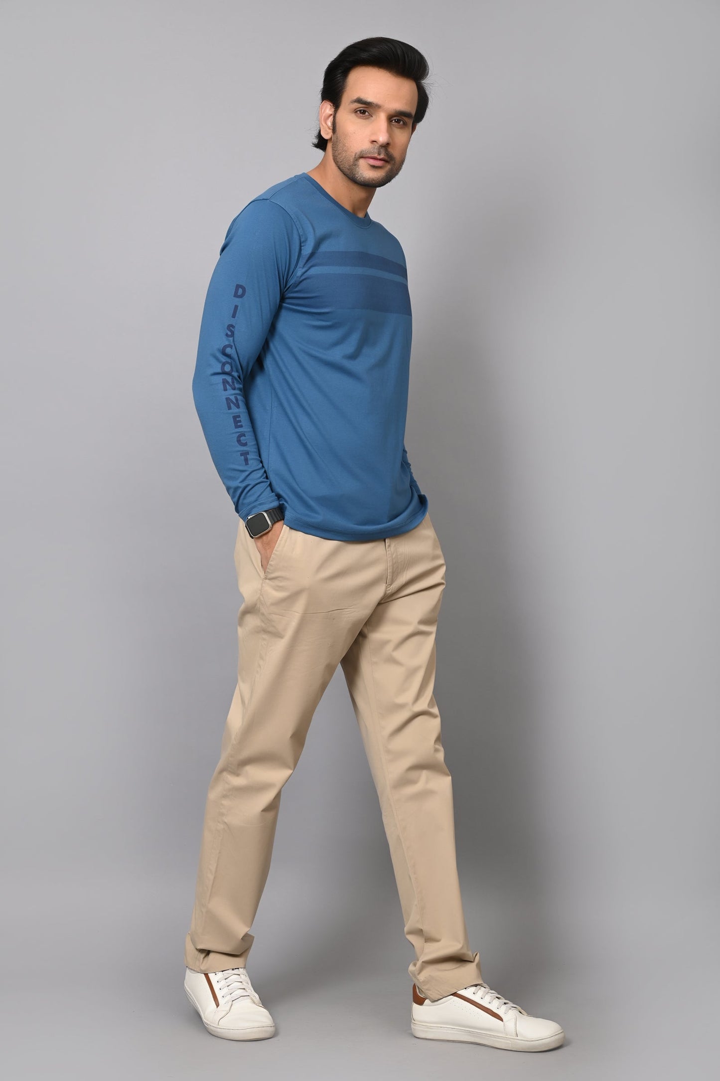 Arbour Men Striped Round Neck Cotton Blend T-Shirt