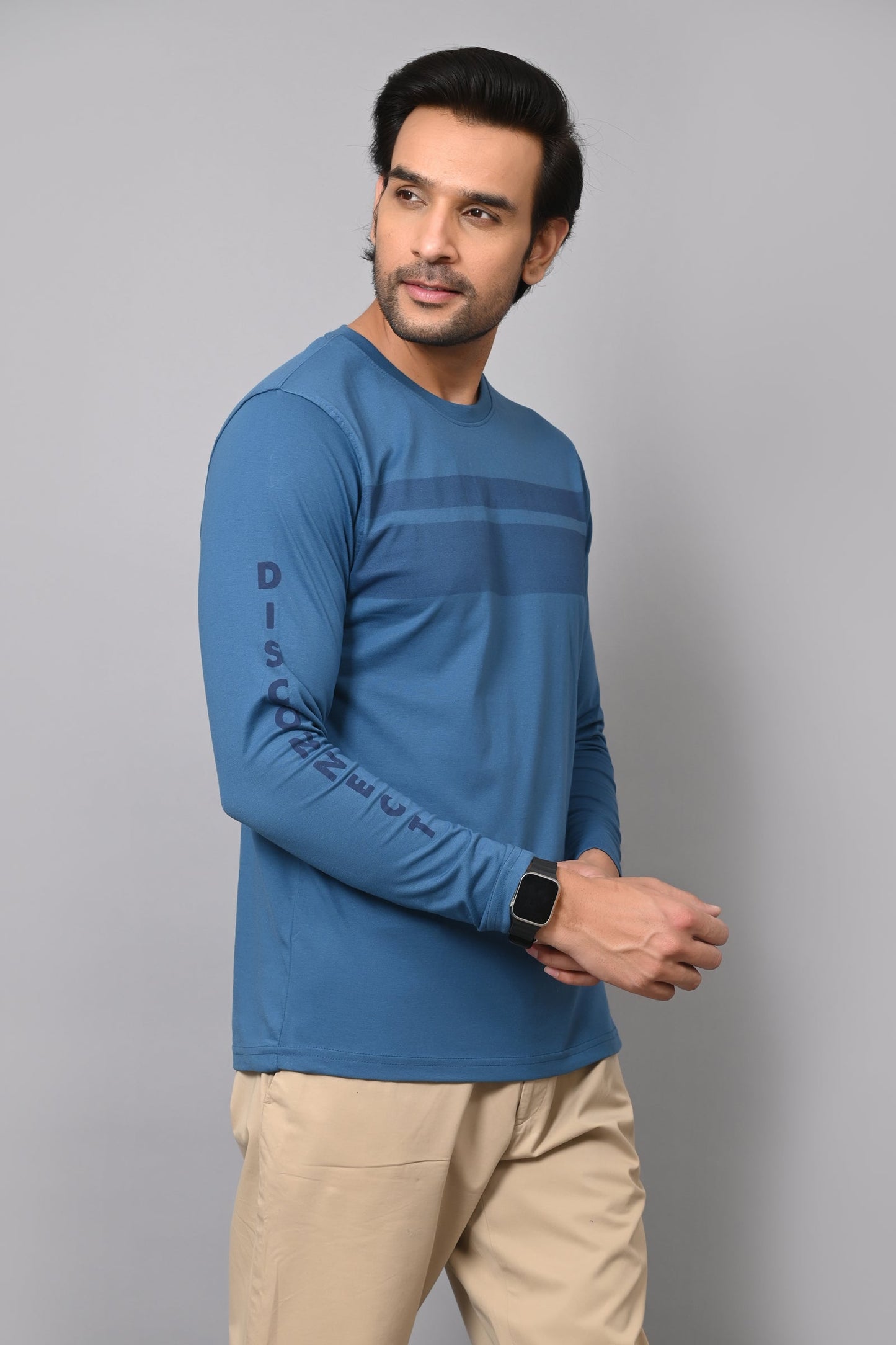 Arbour Men Striped Round Neck Cotton Blend T-Shirt