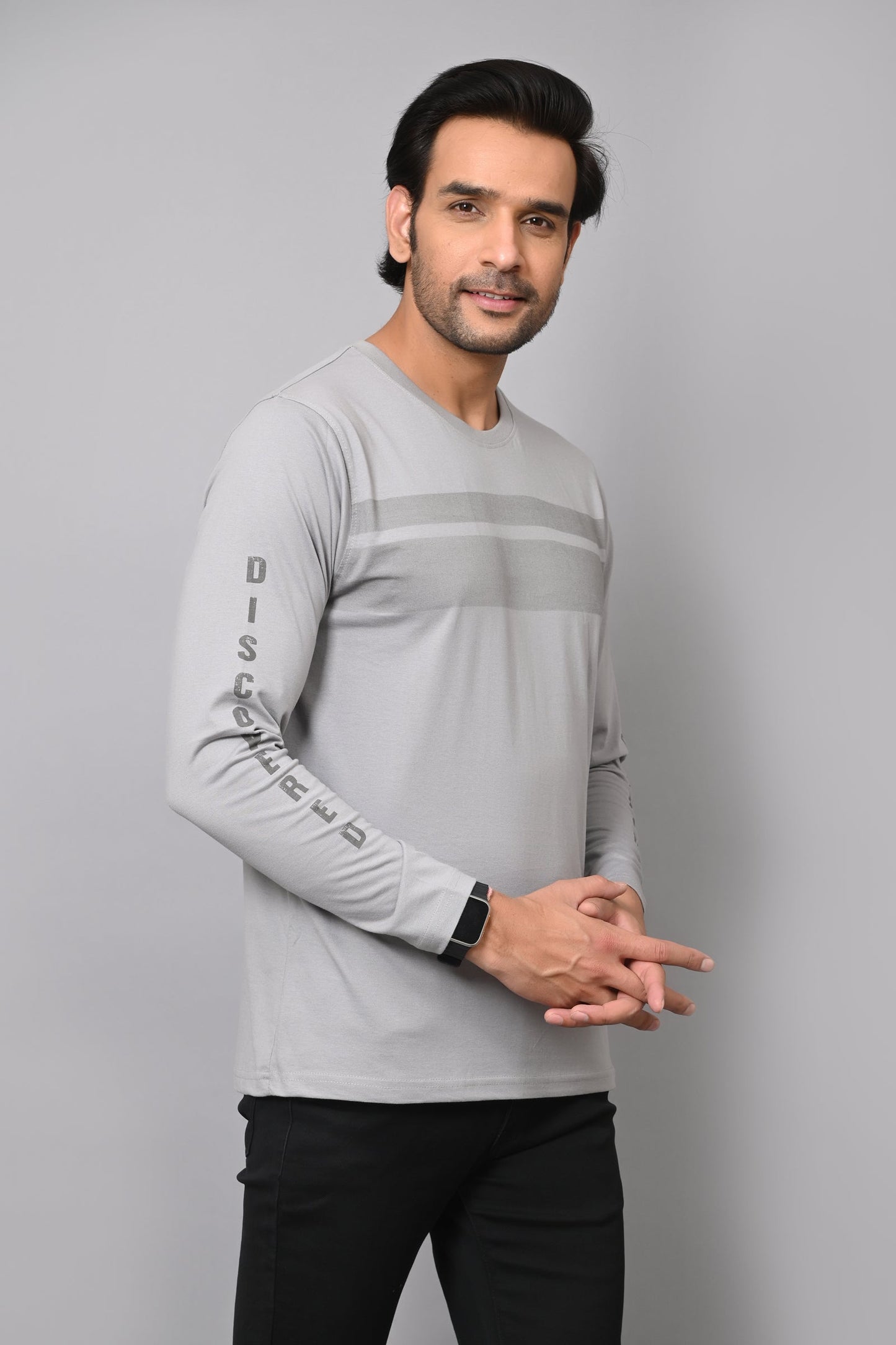 Arbour Men Striped Round Neck Cotton Blend T-Shirt