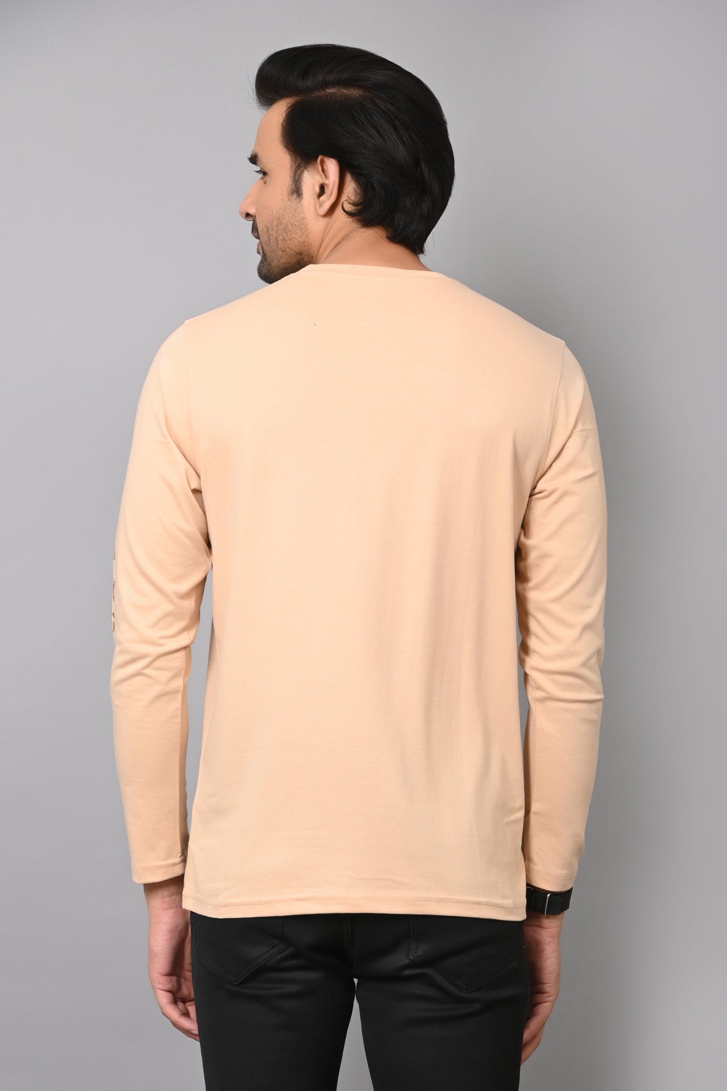 Arbour Men Striped Round Neck Cotton Blend T-Shirt