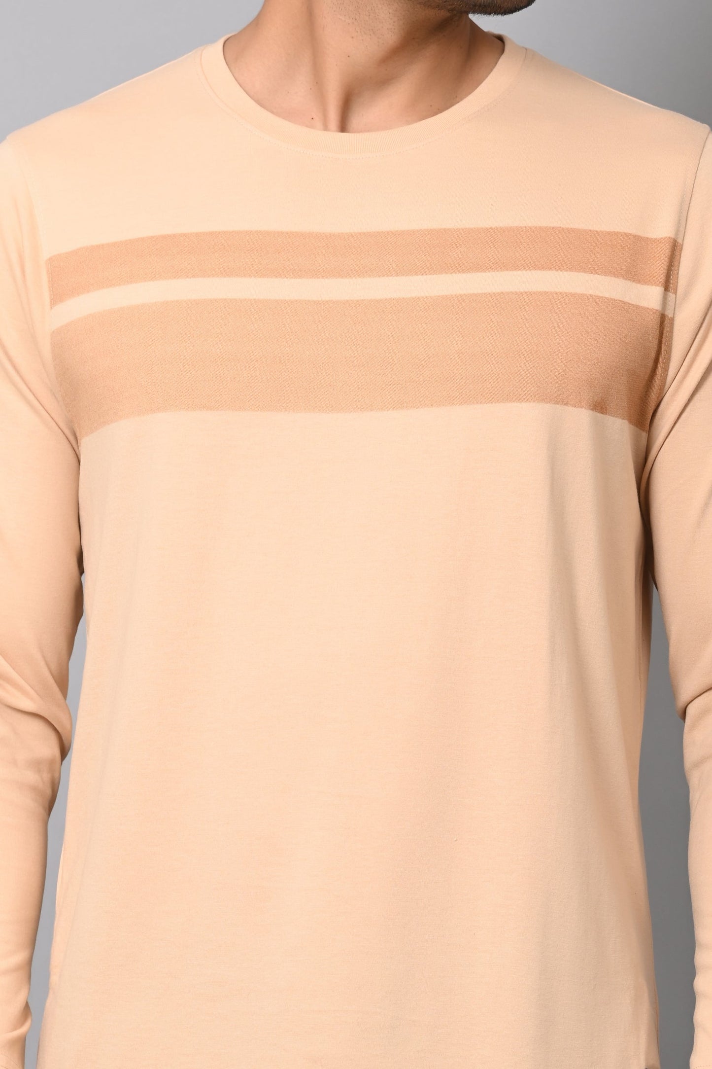 Arbour Men Striped Round Neck Cotton Blend T-Shirt