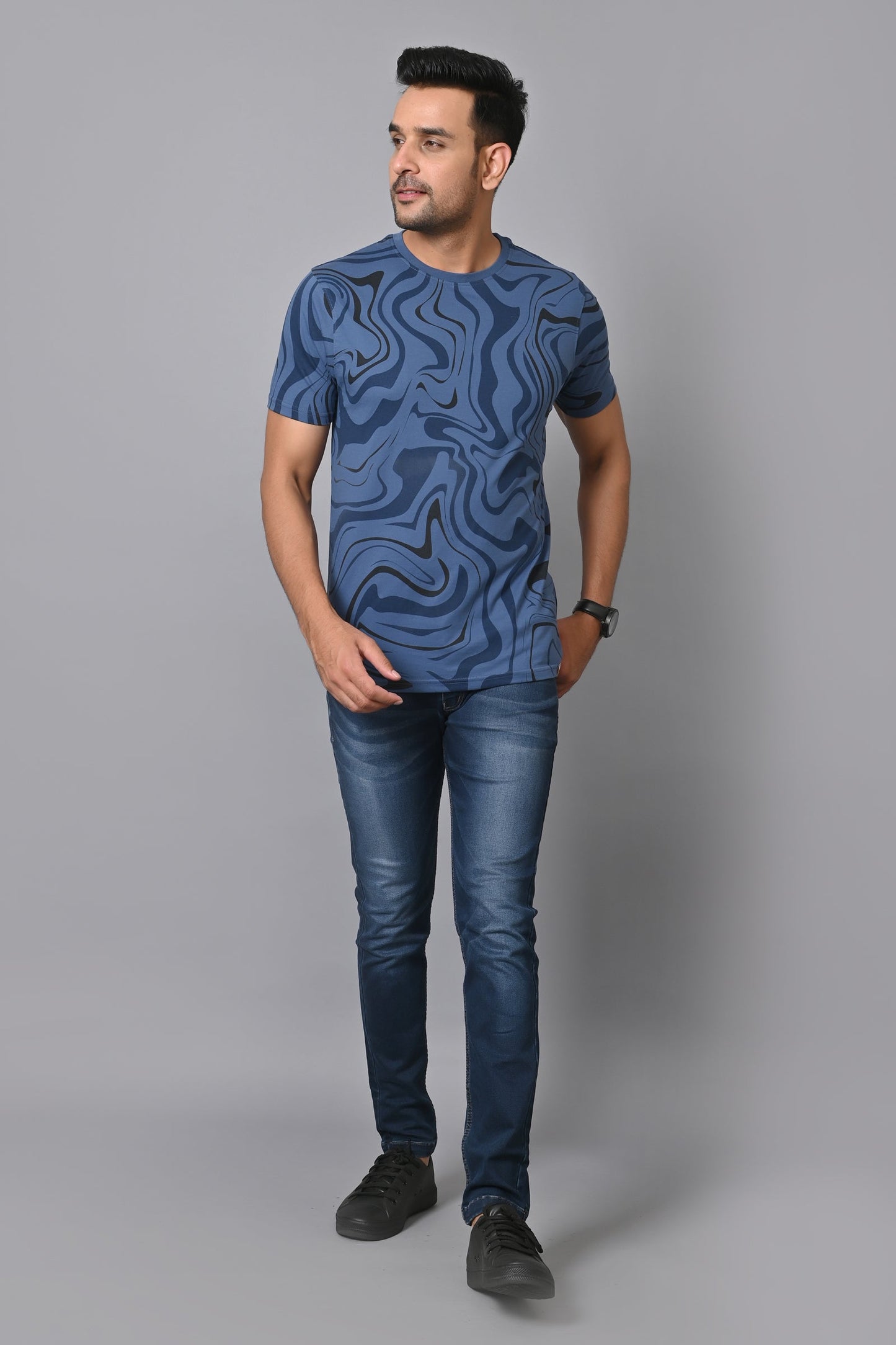 Arbour Men Printed Round Neck Cotton Blend Multicolor T-Shirt