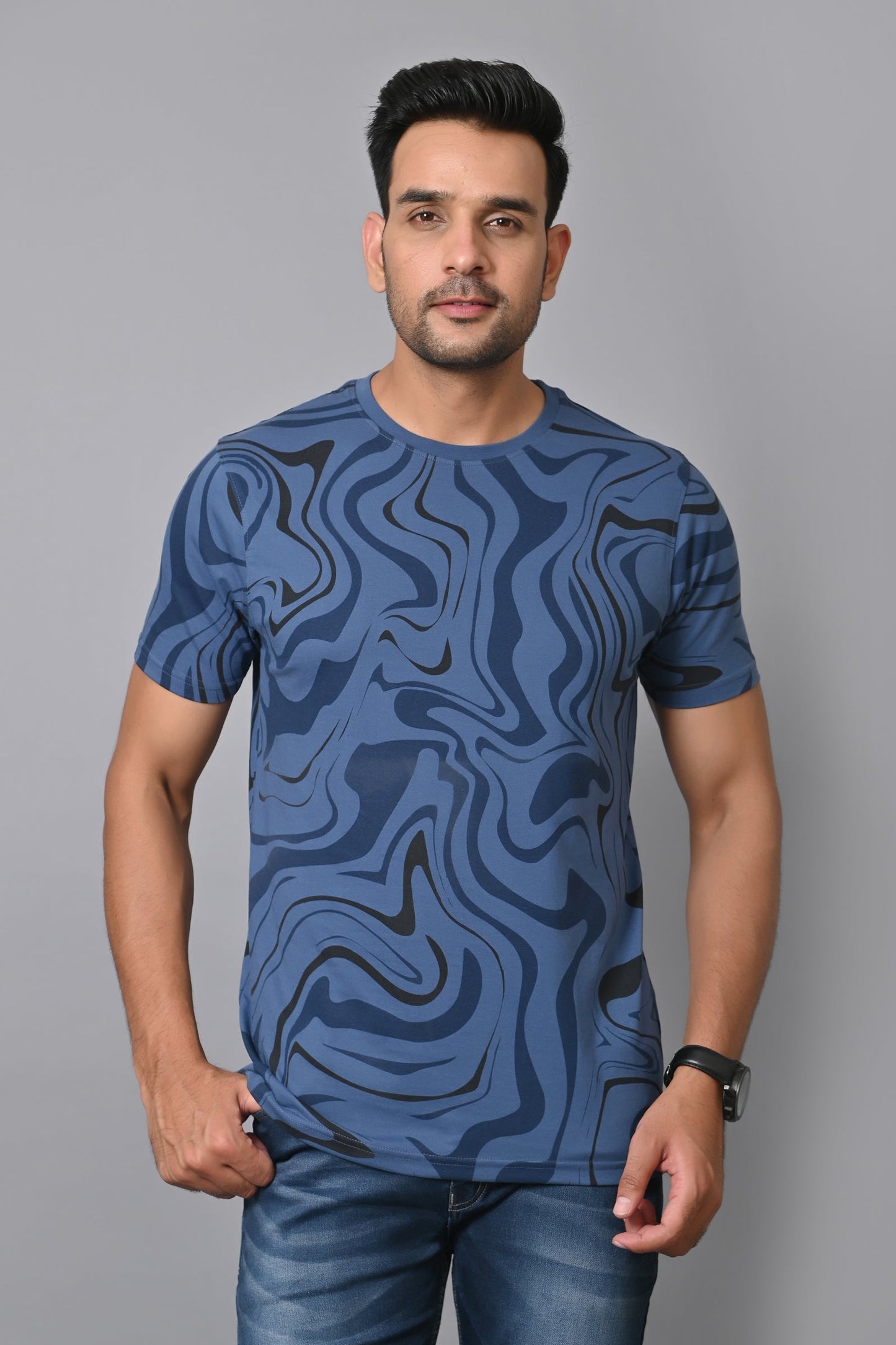 Arbour Men Printed Round Neck Cotton Blend Multicolor T-Shirt