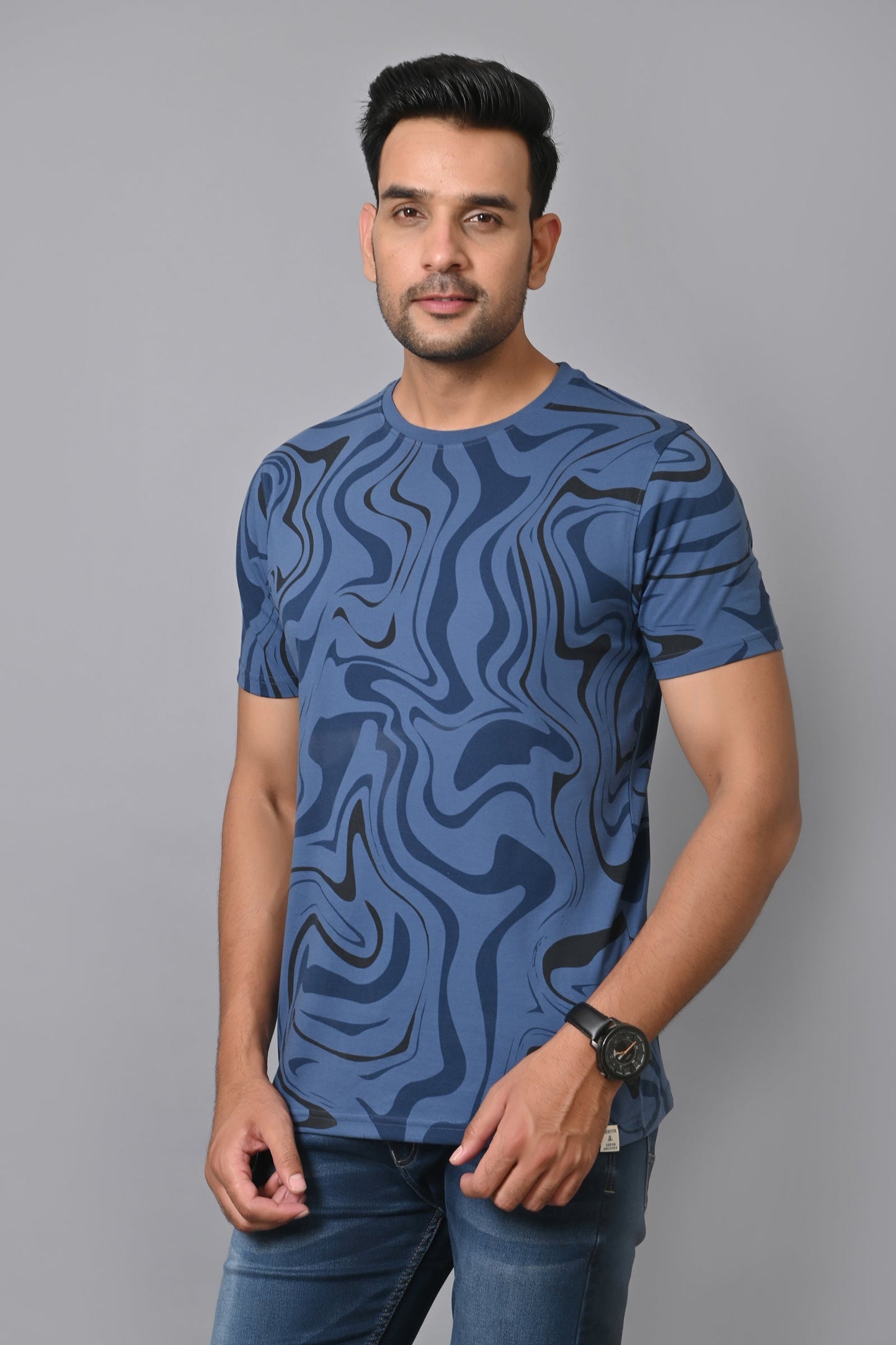 Arbour Men Printed Round Neck Cotton Blend Multicolor T-Shirt