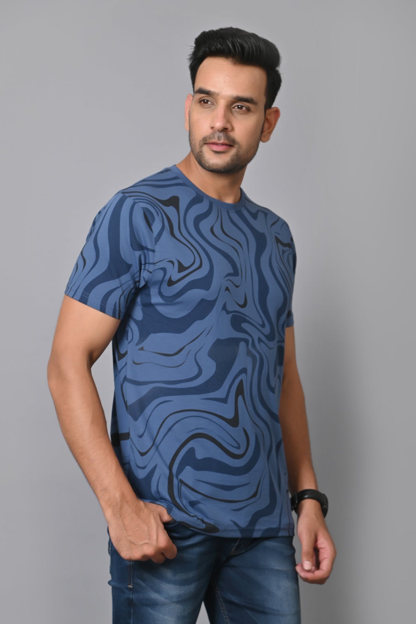 Arbour Men Printed Round Neck Cotton Blend Multicolor T-Shirt