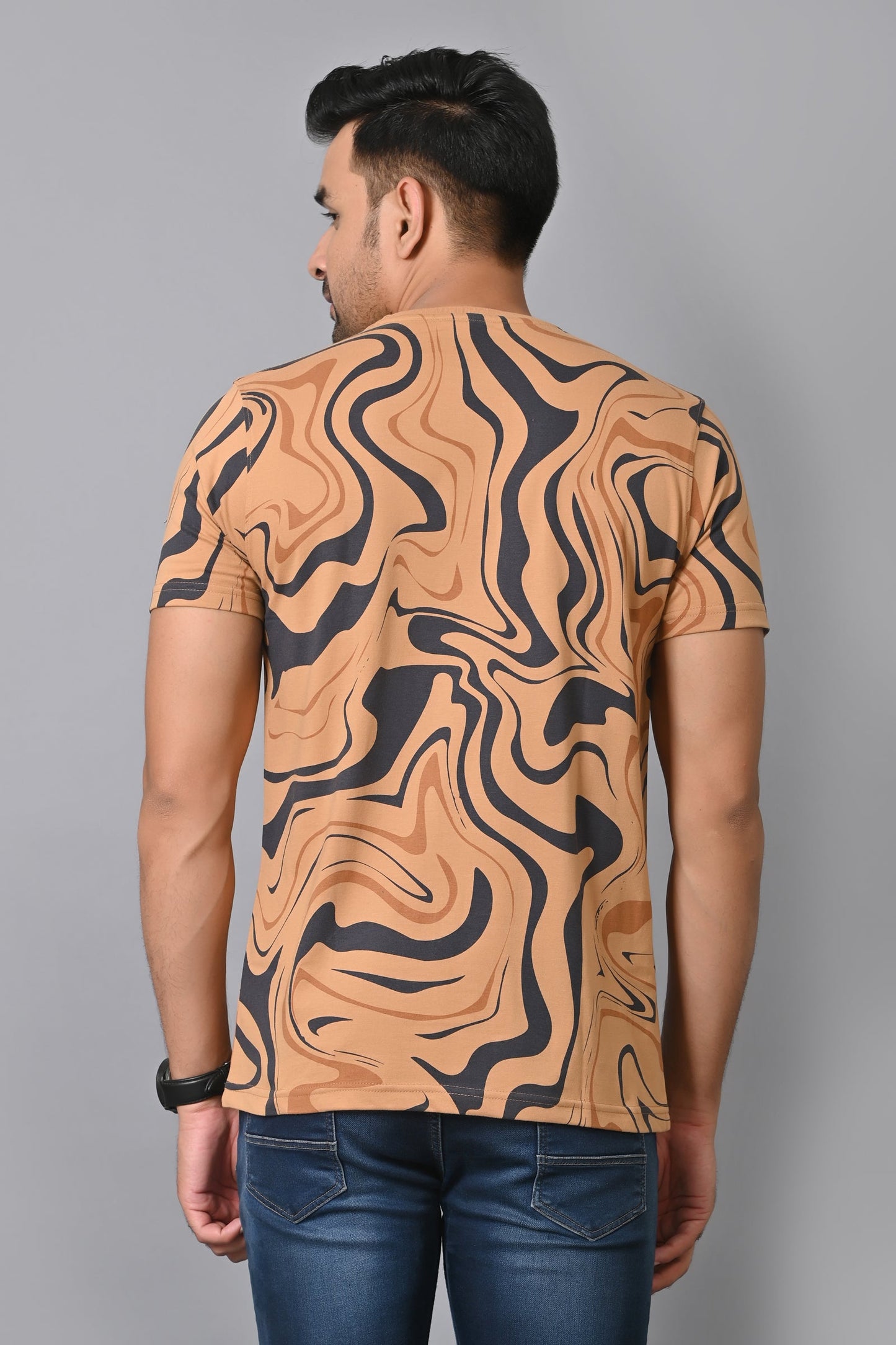 Arbour Men Printed Round Neck Cotton Blend Multicolor T-Shirt