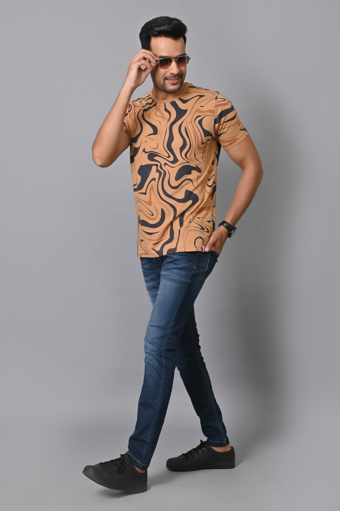 Arbour Men Printed Round Neck Cotton Blend Multicolor T-Shirt