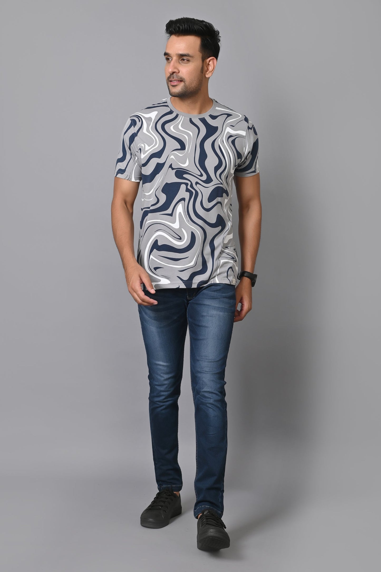 Arbour Men Printed Round Neck Cotton Blend Multicolor T-Shirt