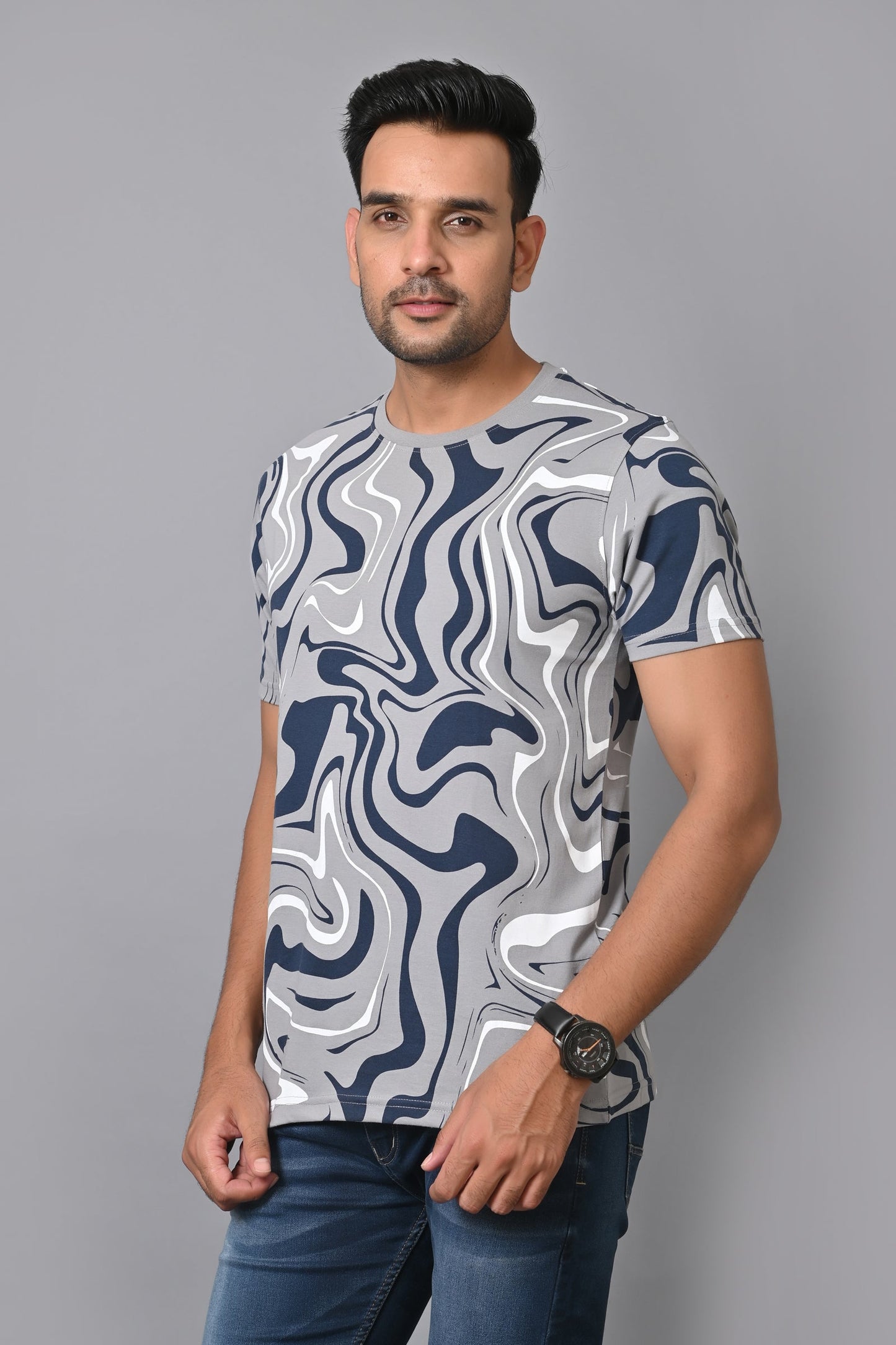 Arbour Men Printed Round Neck Cotton Blend Multicolor T-Shirt