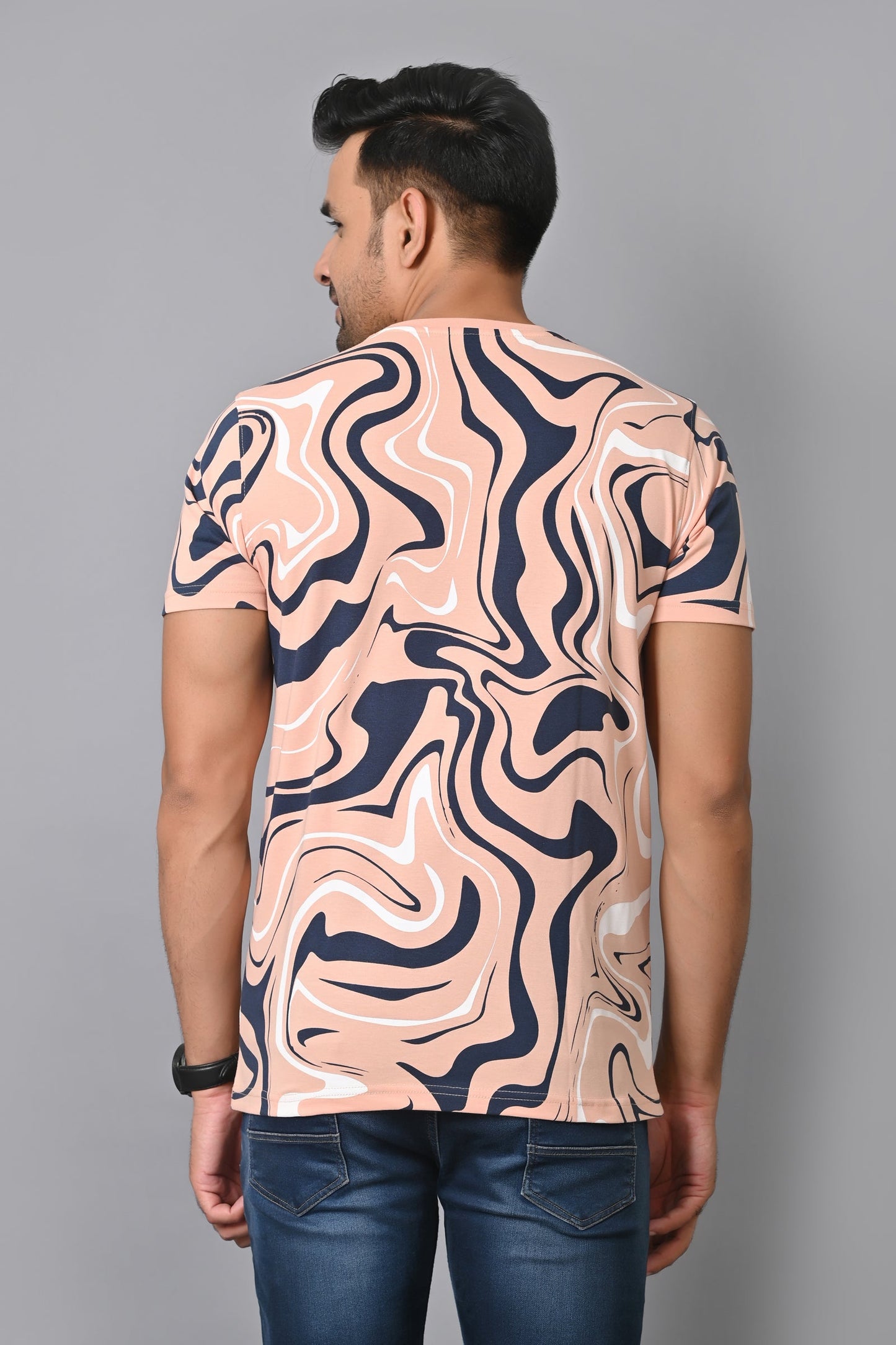 Arbour Men Printed Round Neck Cotton Blend Multicolor T-Shirt