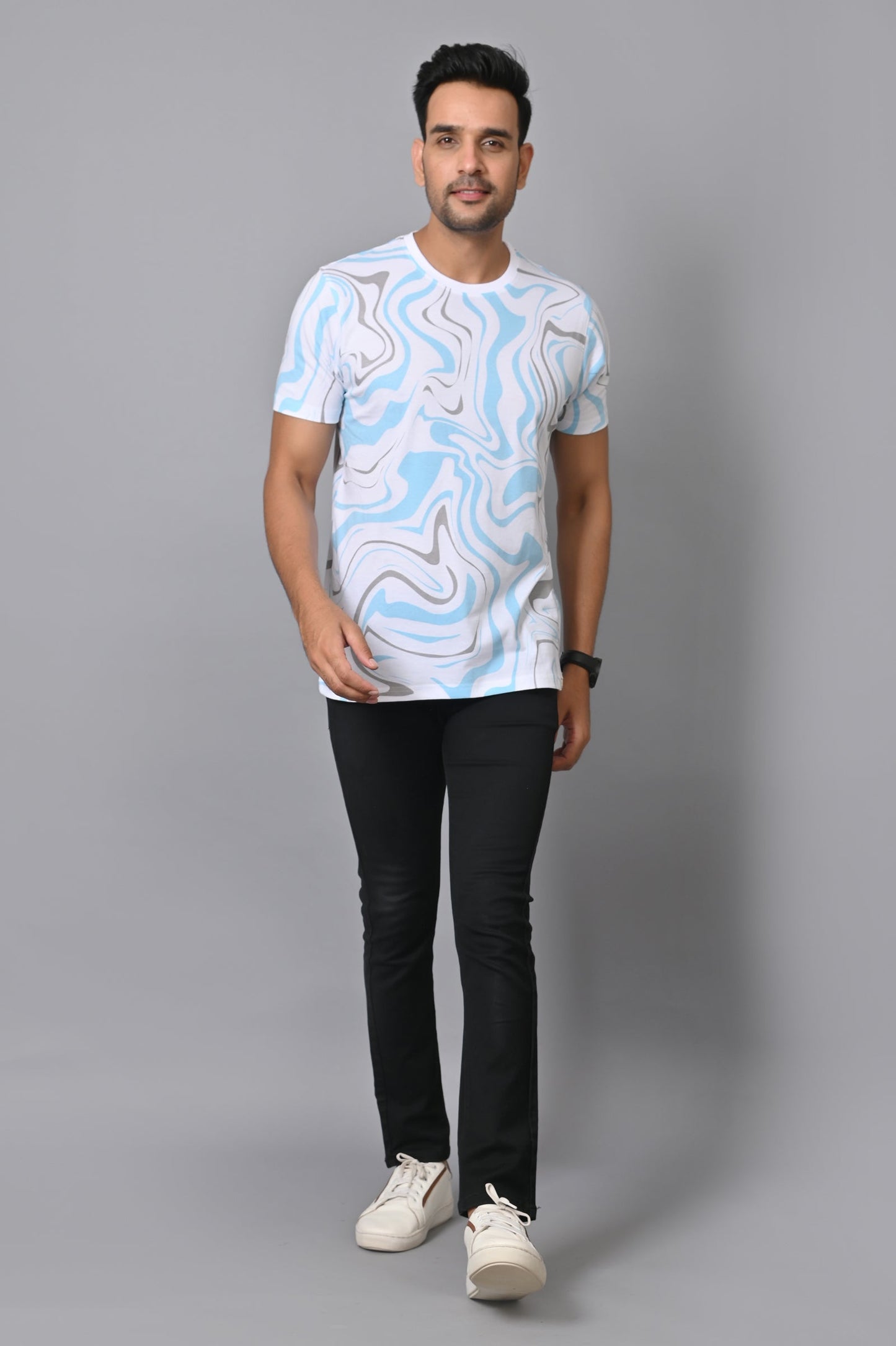 Arbour Men Printed Round Neck Cotton Blend Multicolor T-Shirt