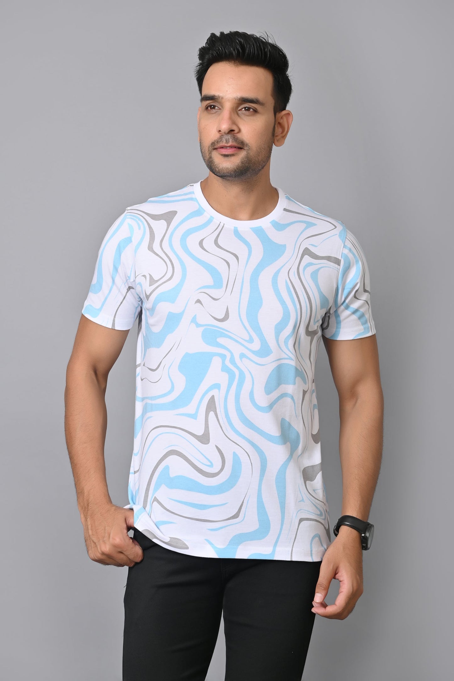 Arbour Men Printed Round Neck Cotton Blend Multicolor T-Shirt