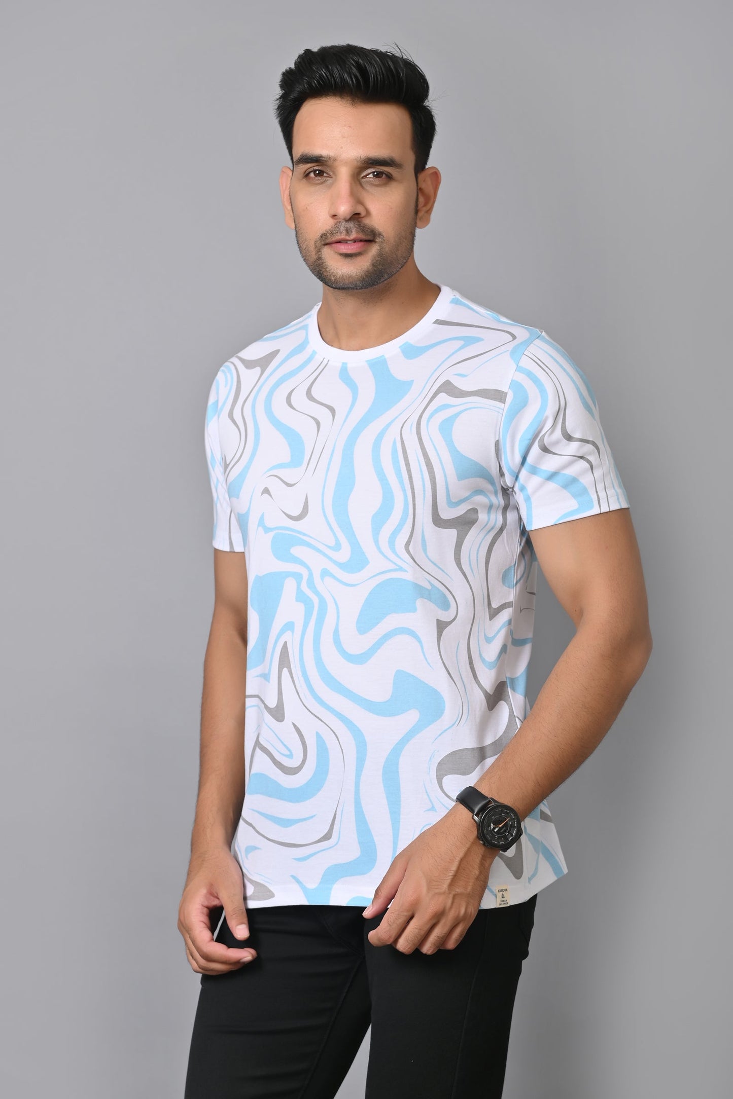 Arbour Men Printed Round Neck Cotton Blend Multicolor T-Shirt