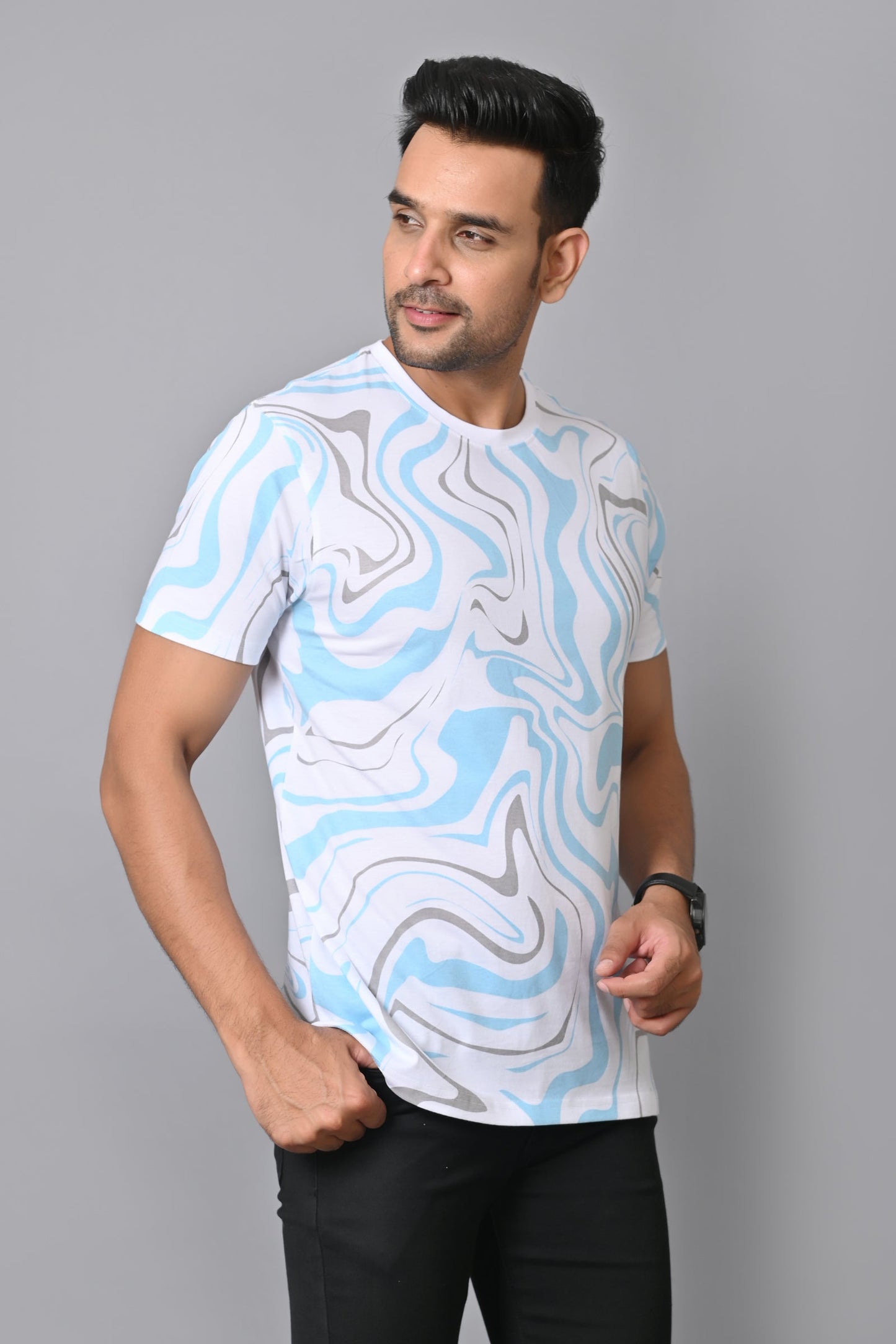 Arbour Men Printed Round Neck Cotton Blend Multicolor T-Shirt