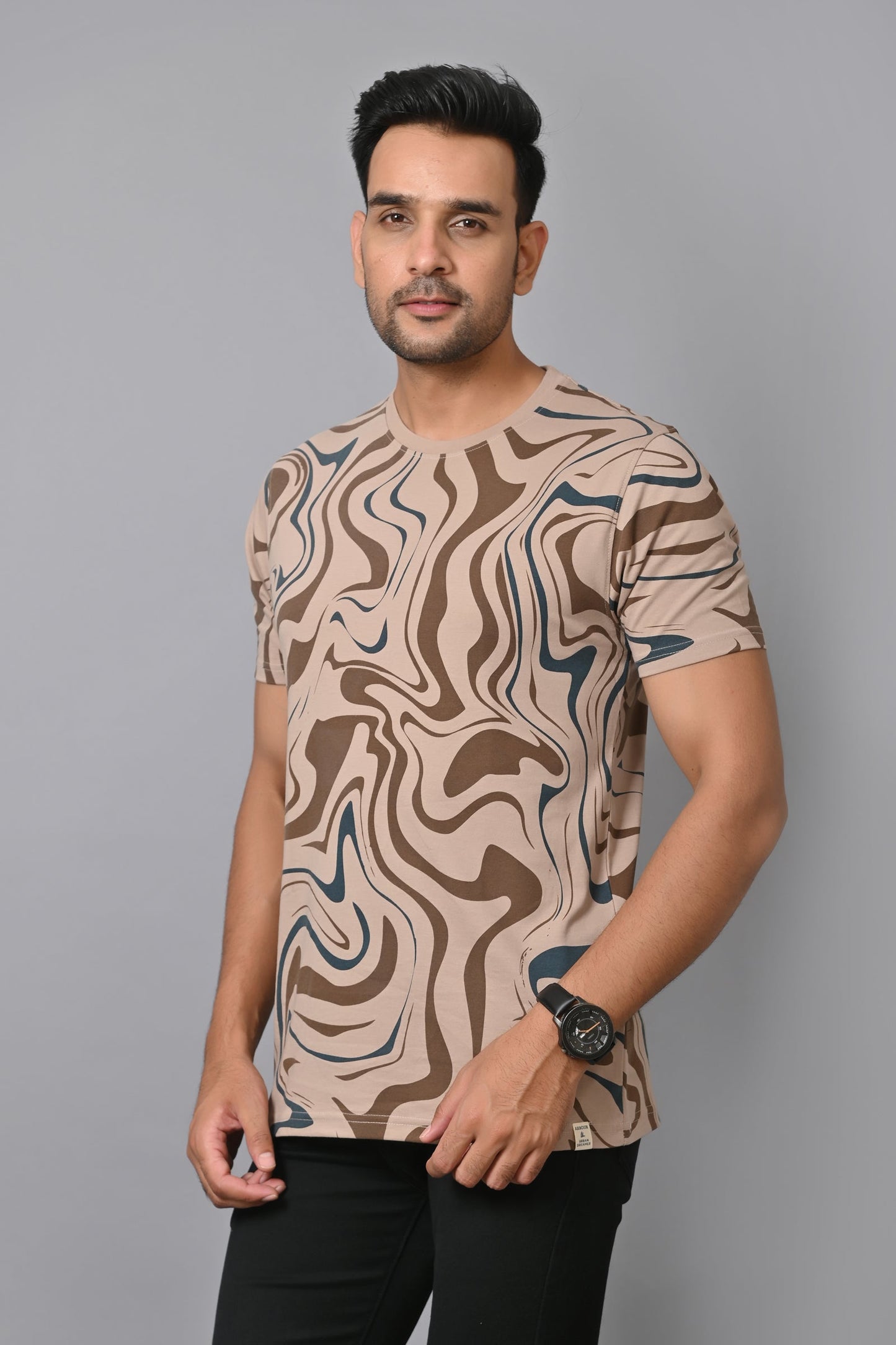 Arbour Men Printed Round Neck Cotton Blend Multicolor T-Shirt